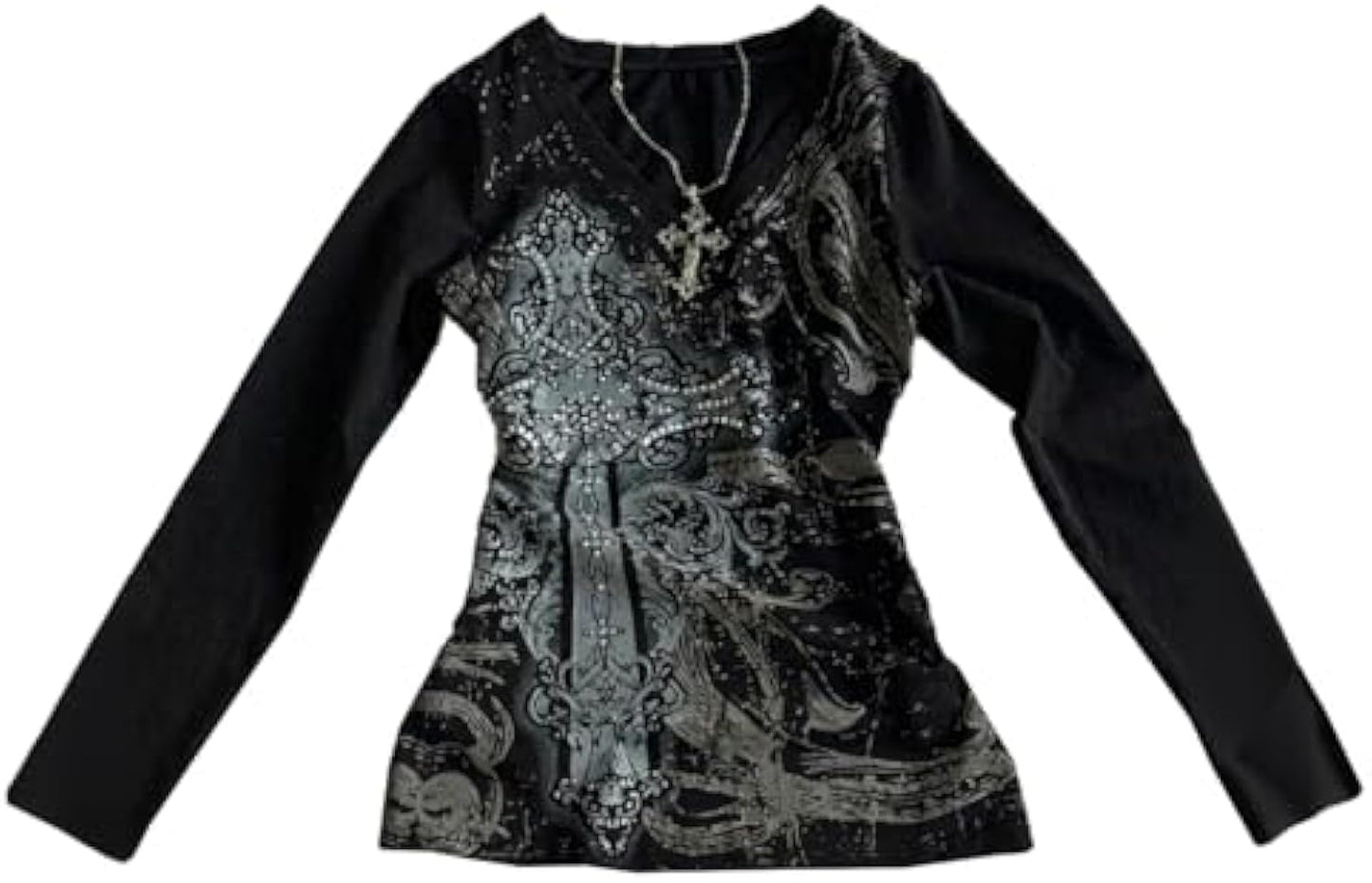 Y2k Grunge Shirts Harajuku Clothing Women Vintage Graphic Tees Long Sleeve Emo Clothes Streetwear Goth Tops
