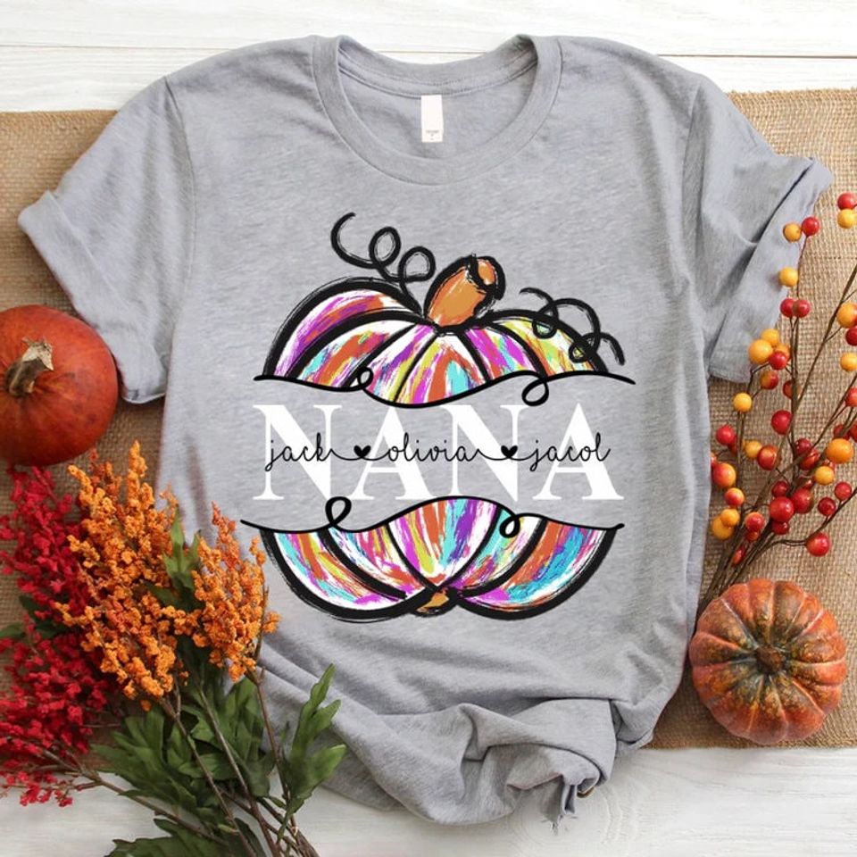 Personalized Nana Pumpkin Shirt, Custom Nickname Nana Mimi