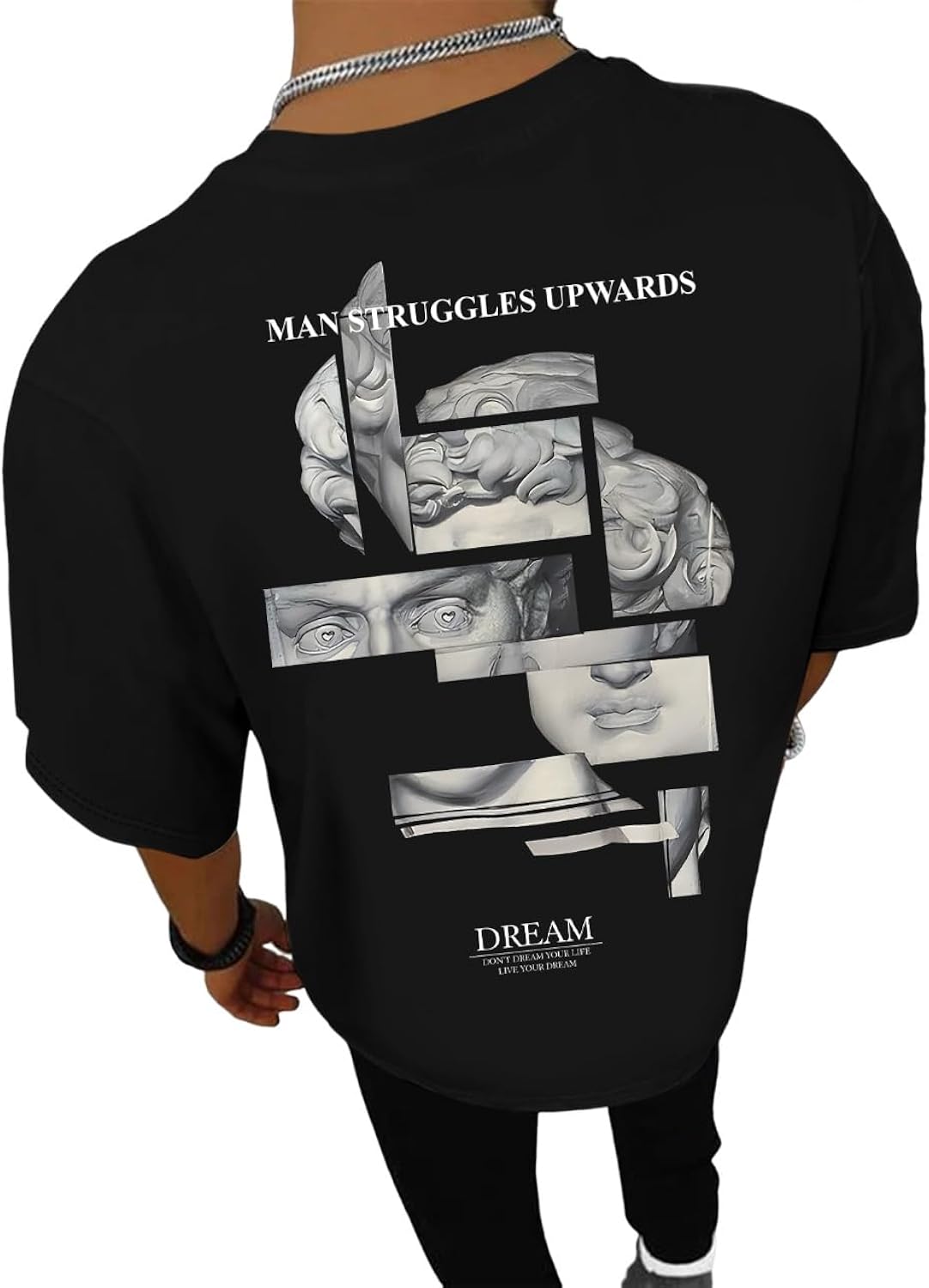Men's Oversized Graphic T Shirts Cool Short Sleeve Drop Shoulder Crewneck Tee Top Streetwear