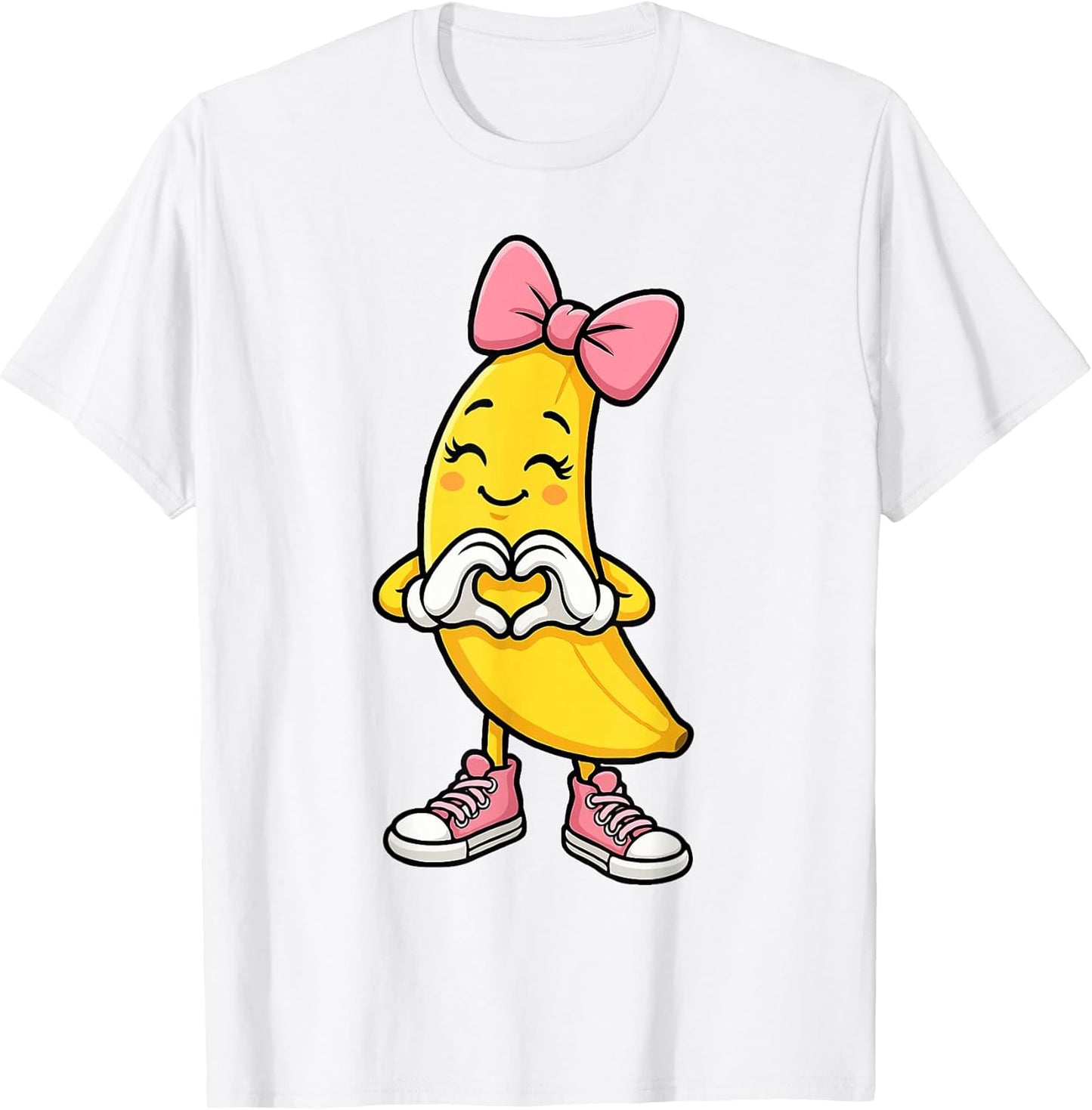 Cute Banana Coquette Bow Retro Banana Girls Kids Women T-Shirt