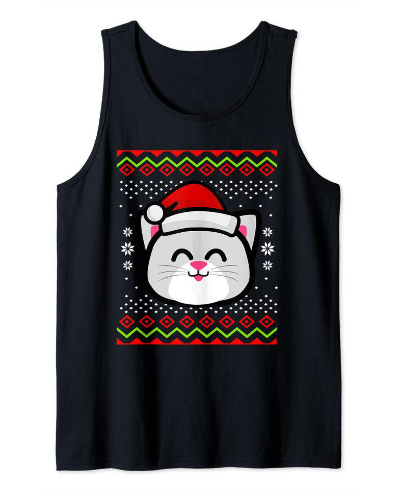 Funny Christmas Cat Tank Top