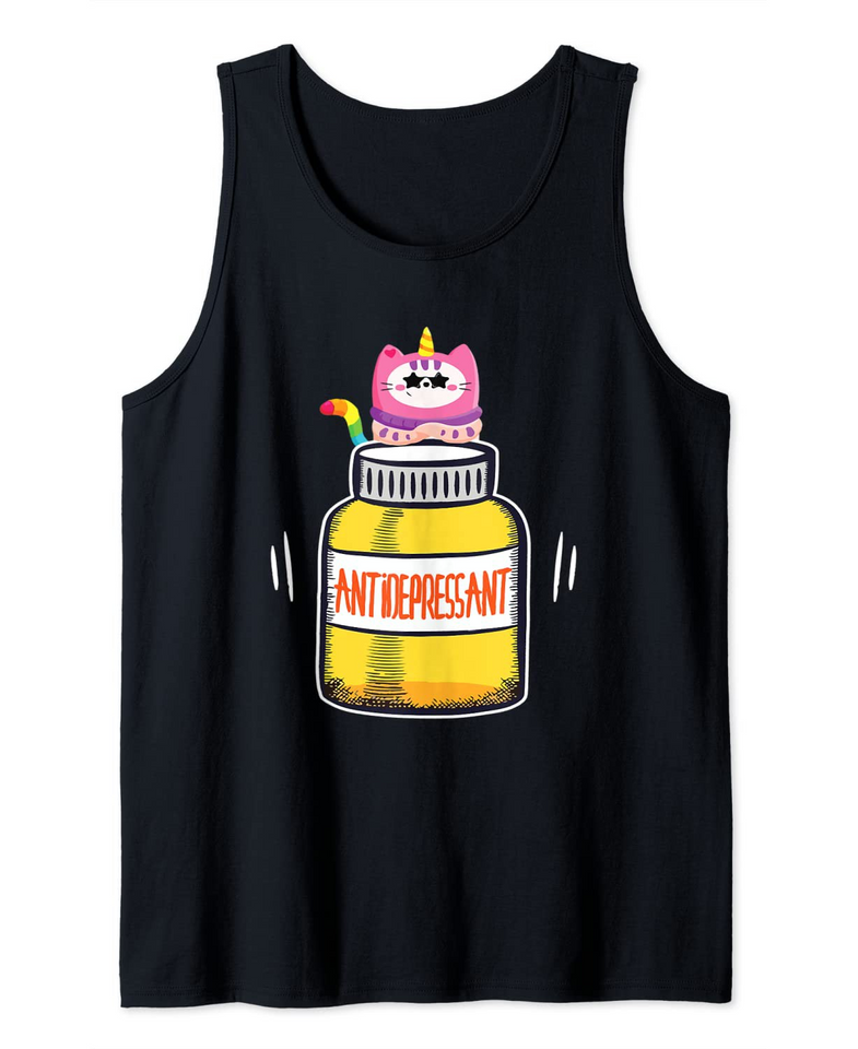 Antidepressant Cat Anxiety Cute Kitten Lover Pills Gift Tank Top
