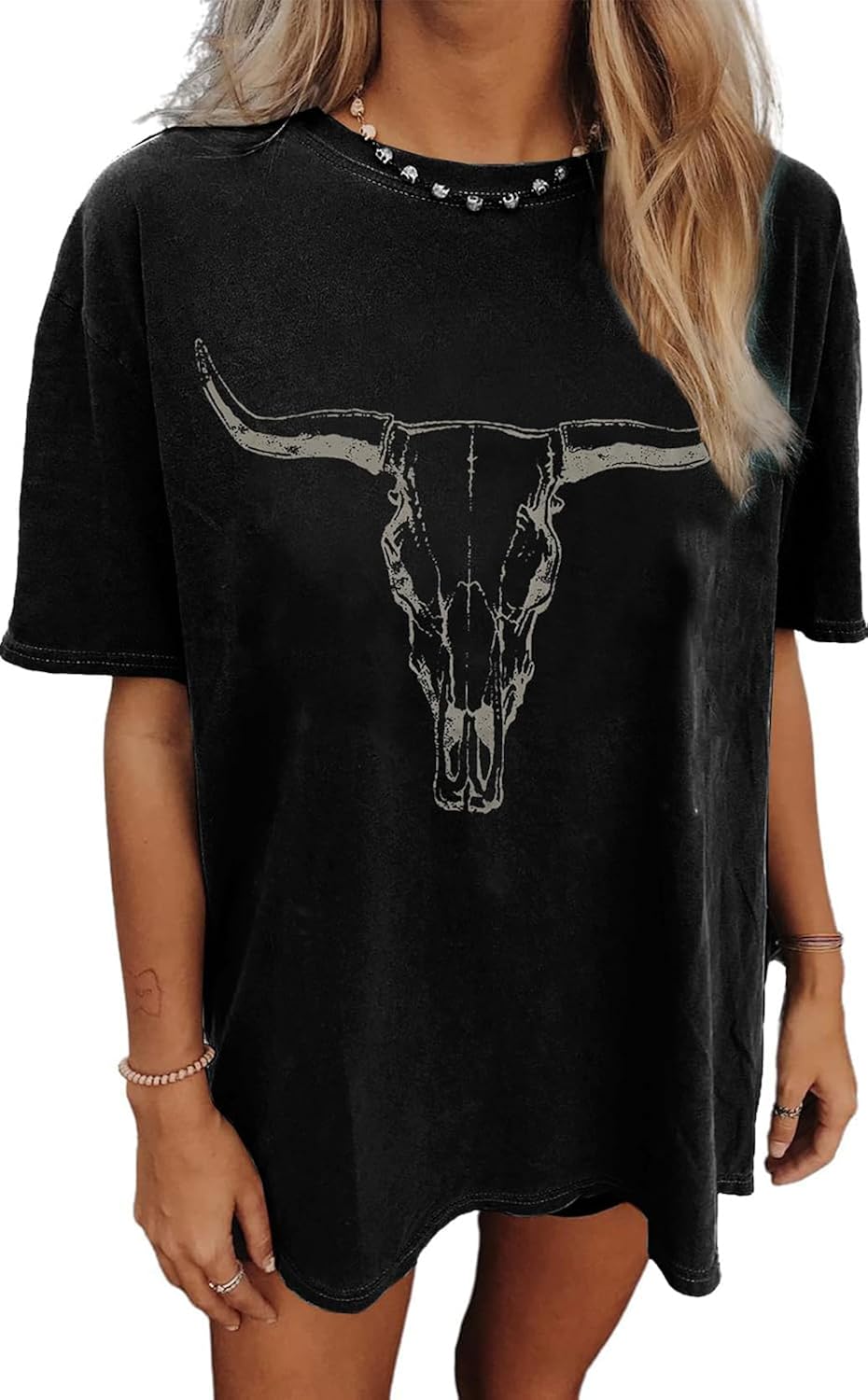 Womens Oversized Tshirt Flower Graphic Tees Nashville Music Short Sleeve Shirts Summer Casual Loose Beach Tops