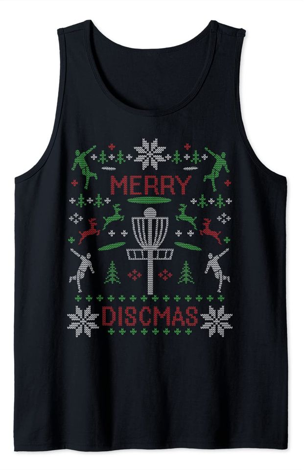 Merry Discmas Disc Golf Ugly Christmas Party Tank Top