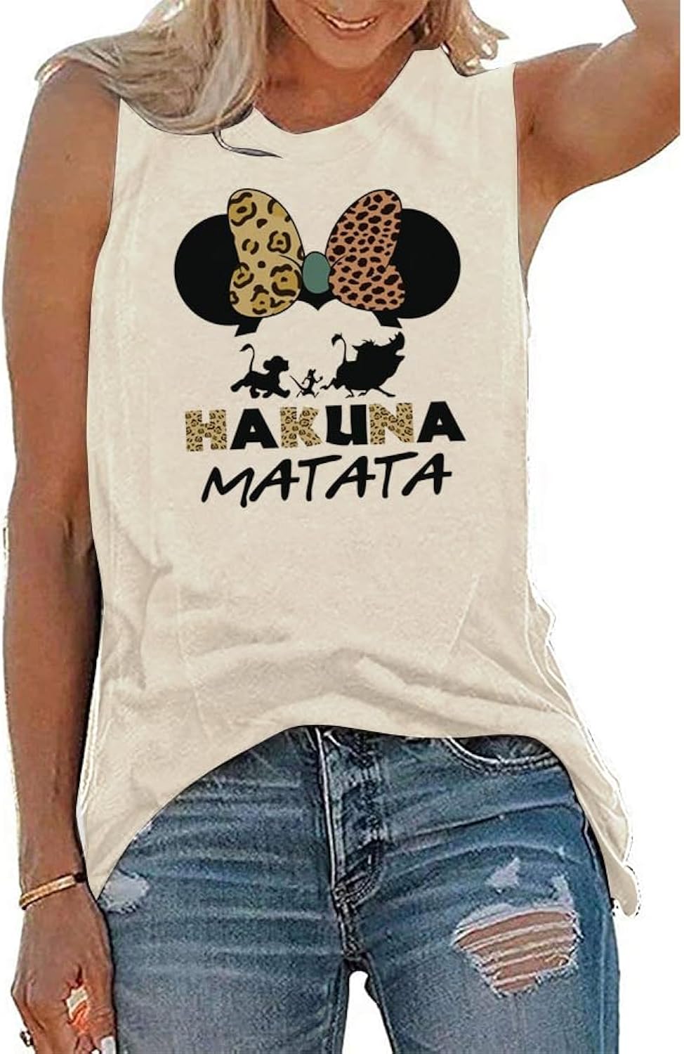 Tank Top for Women,Hakuna Matata Letter Printed Top Tees Funny Inspirational Casual Graphic Tops