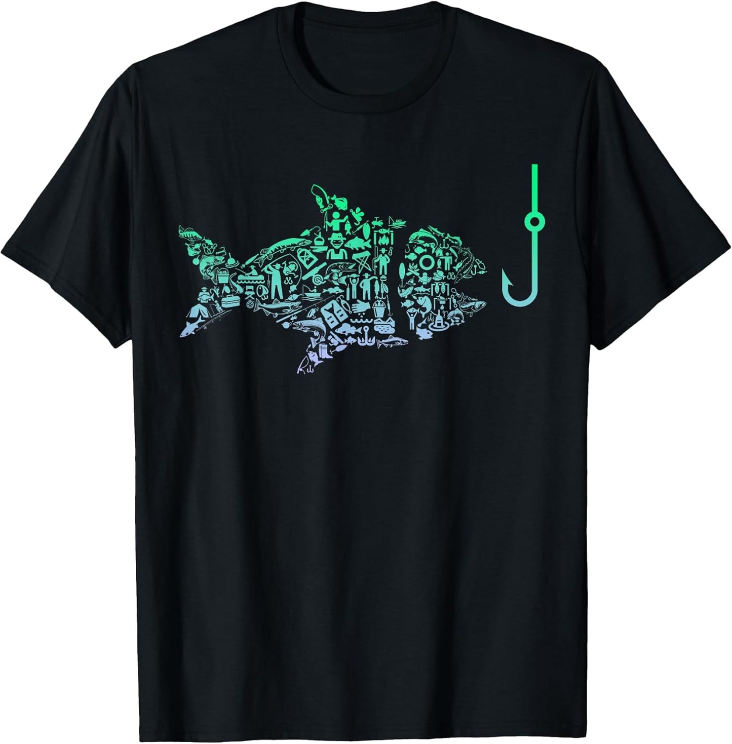 Cool Fish Hook Silhouette Graphic Angler Gear Youth Fishing T-Shirt
