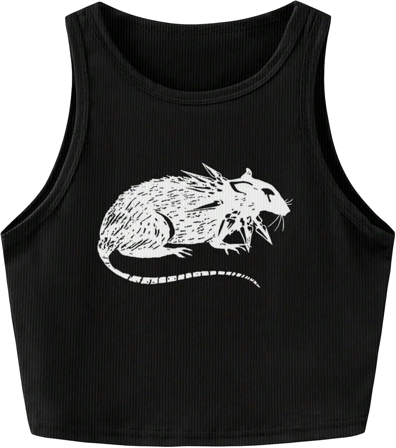 Women's Graphic Crop Tank Tops Scoop Neck Sleeveless Shirt Grunge Punk Gothic Streetwear