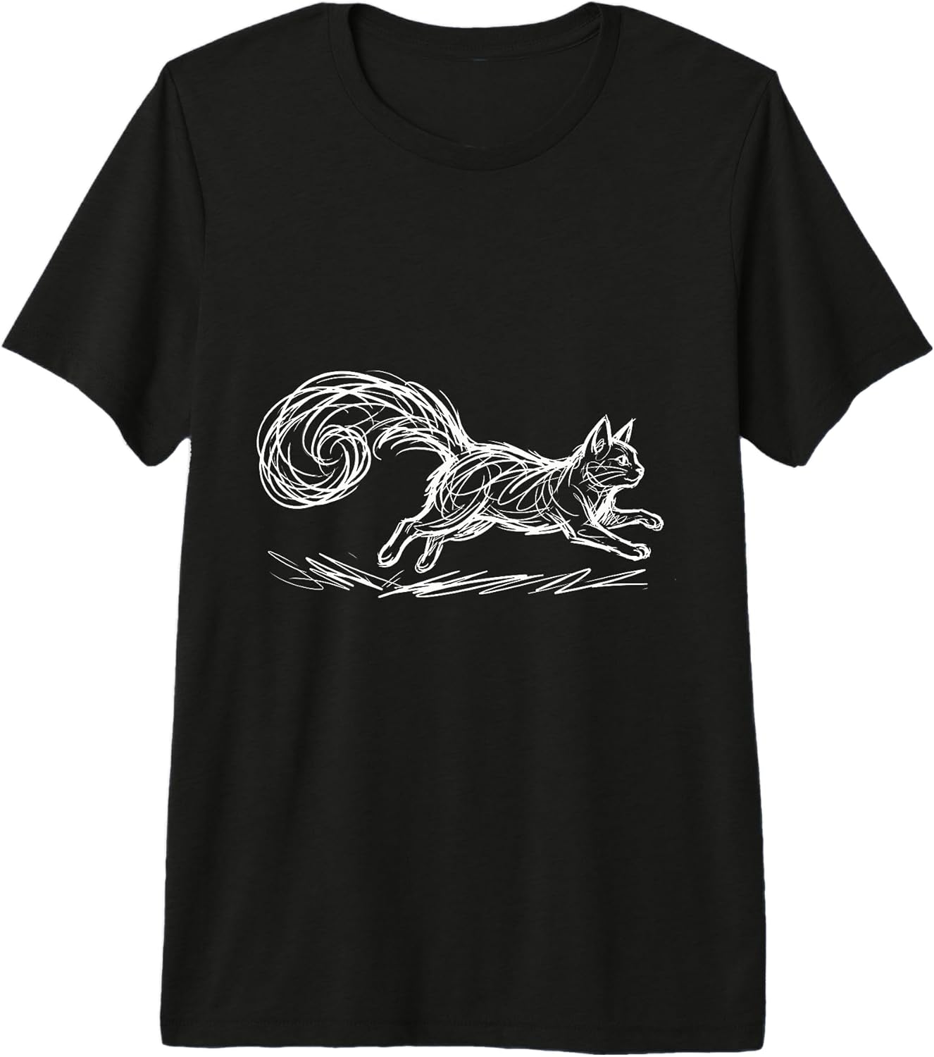 Funny Scribble Cat Minimalist Line Art Sketch