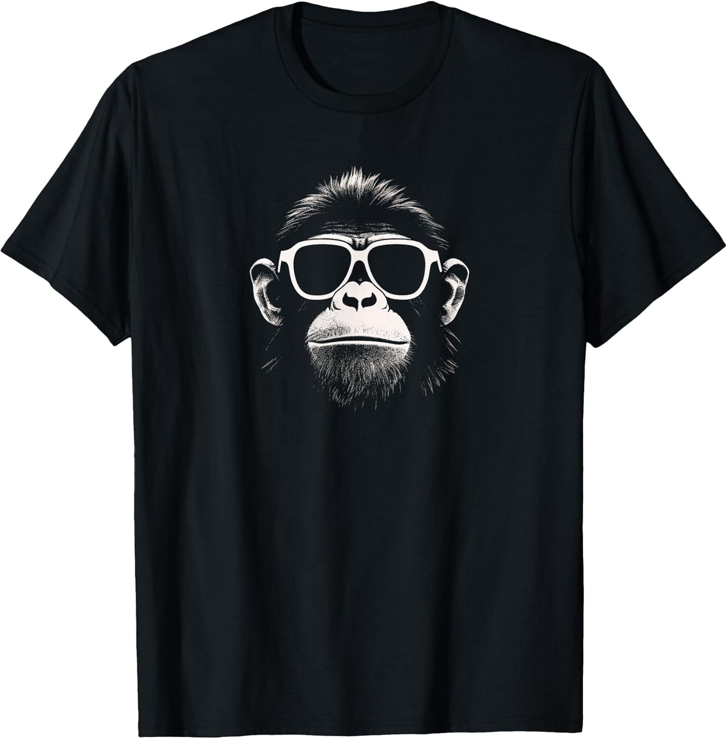 Cool Monkey with White Sunglasses Stencil Grunge Art Ape T-Shirt