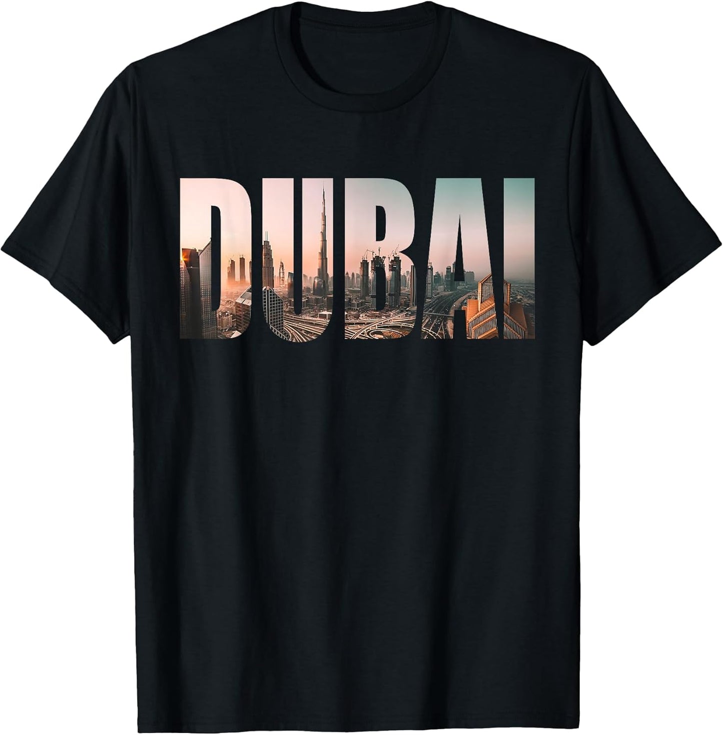 Dubai UAE Skyline Urban Photography Font T-Shirt