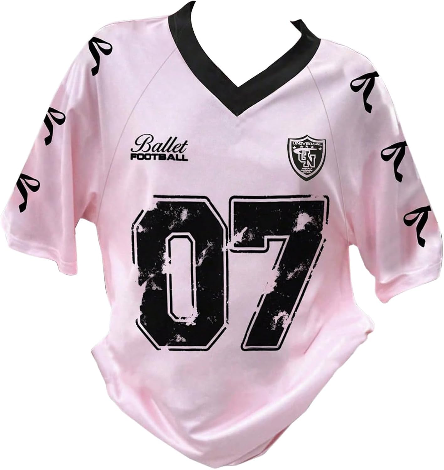 Girl's Jersey Y2K Oversized Graphic Number Print Tops V Neck Short Sleeve T Shirt Hip Pop Tee Streetwear