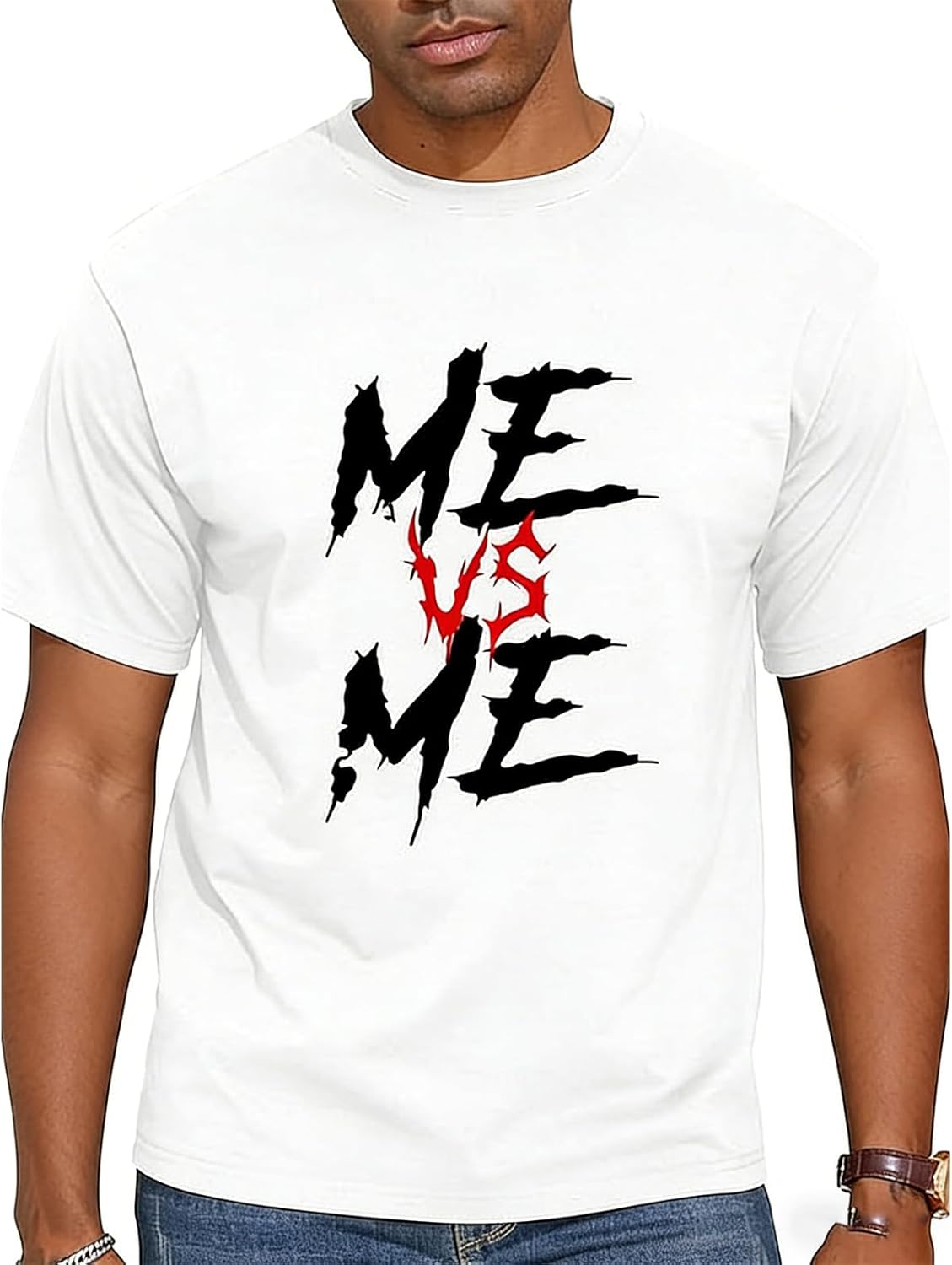 Urban Style Cotton T-Shirt Letters Men's Graphic Short Sleeve T-Shirt Trendy Loose Fit Top Streetwear T-Shirt