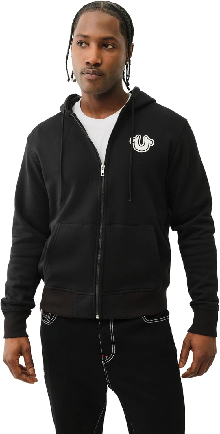 Men’s Puff Print Core Zip Up Hoodie for Men – Y2K Graphic Hoodie, Mens Hoodies with Oversized Graphic