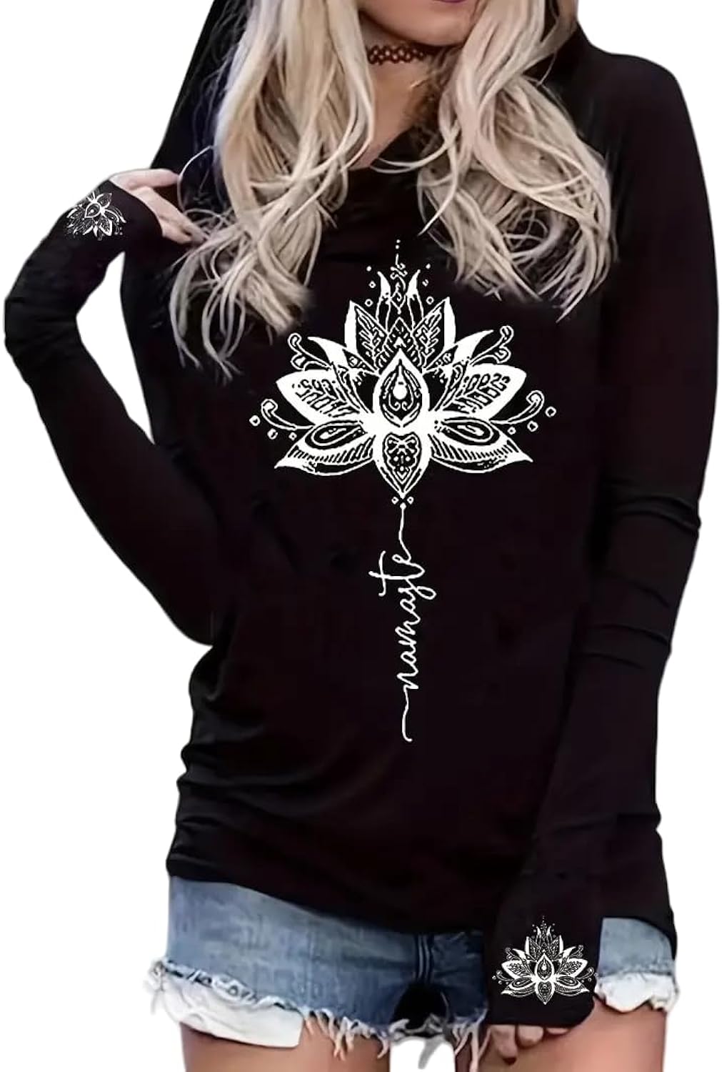 Live by The Sun Love by The Moon Hoodie Women's Sun and Moon Casual Long Sleeve Sweatshirt Round Neck Pullover Tops
