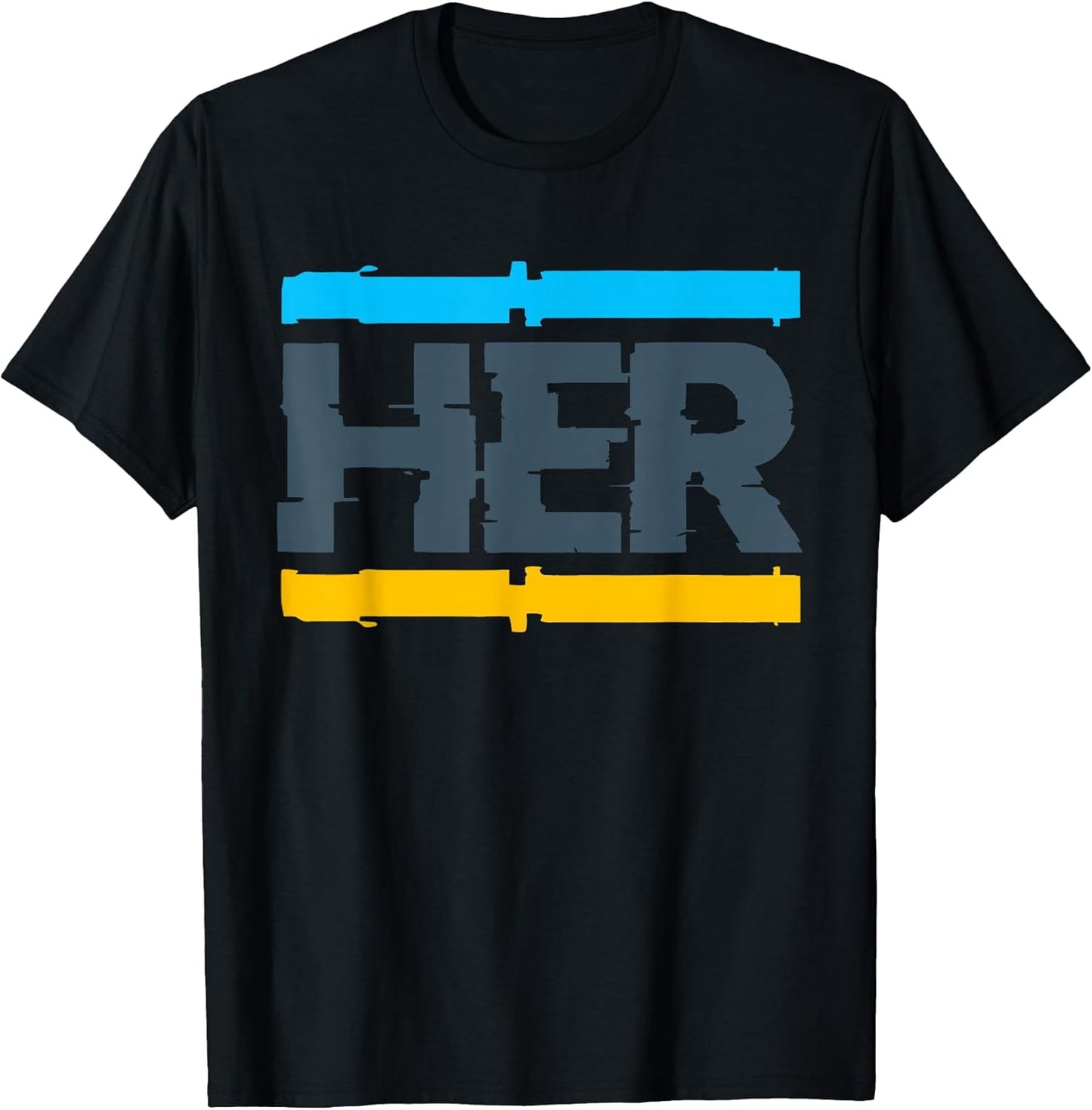 Her Glitch Streetwear Retro Gamma Blue Matching T-Shirt