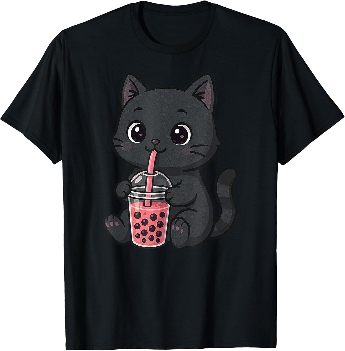 Cute Black Cat Kawaii Boba Tea Lover Zoo Boys Girls Kids T-Shirt