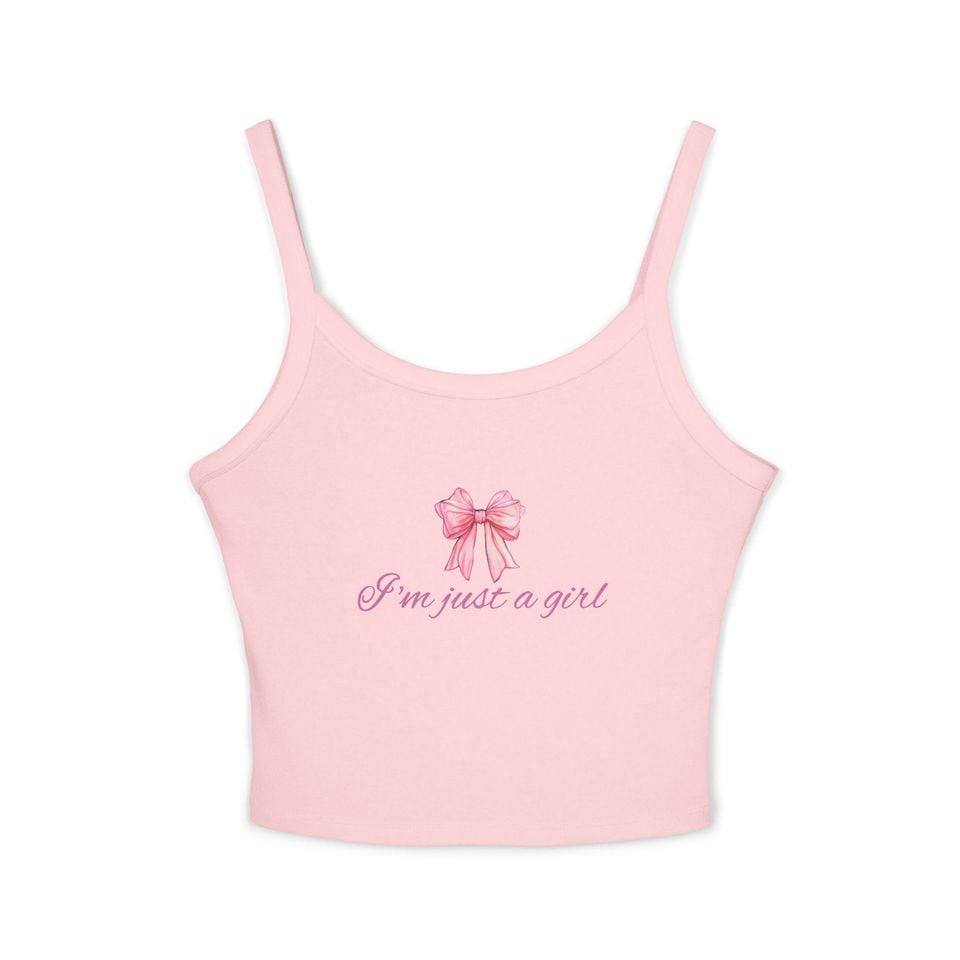 Coquette Pink Women's Spaghetti Strap Tank Top, Cute Summer Top