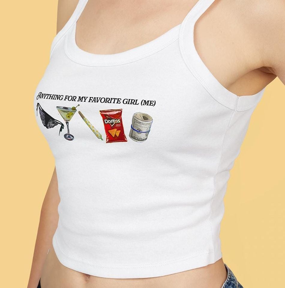 Anything For My Favorite Girl Spaghetti Strap Tank Top, Martini Baby Tee