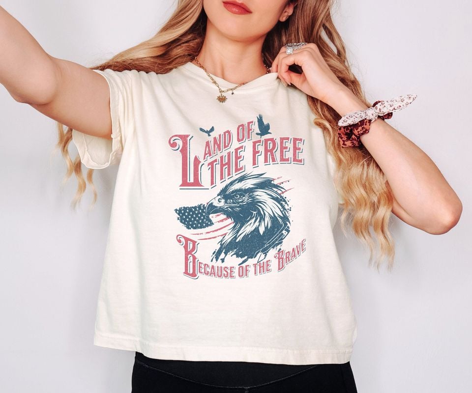Retro 4th of July Women's Boxy Tee, Patriotic Boxy Tee