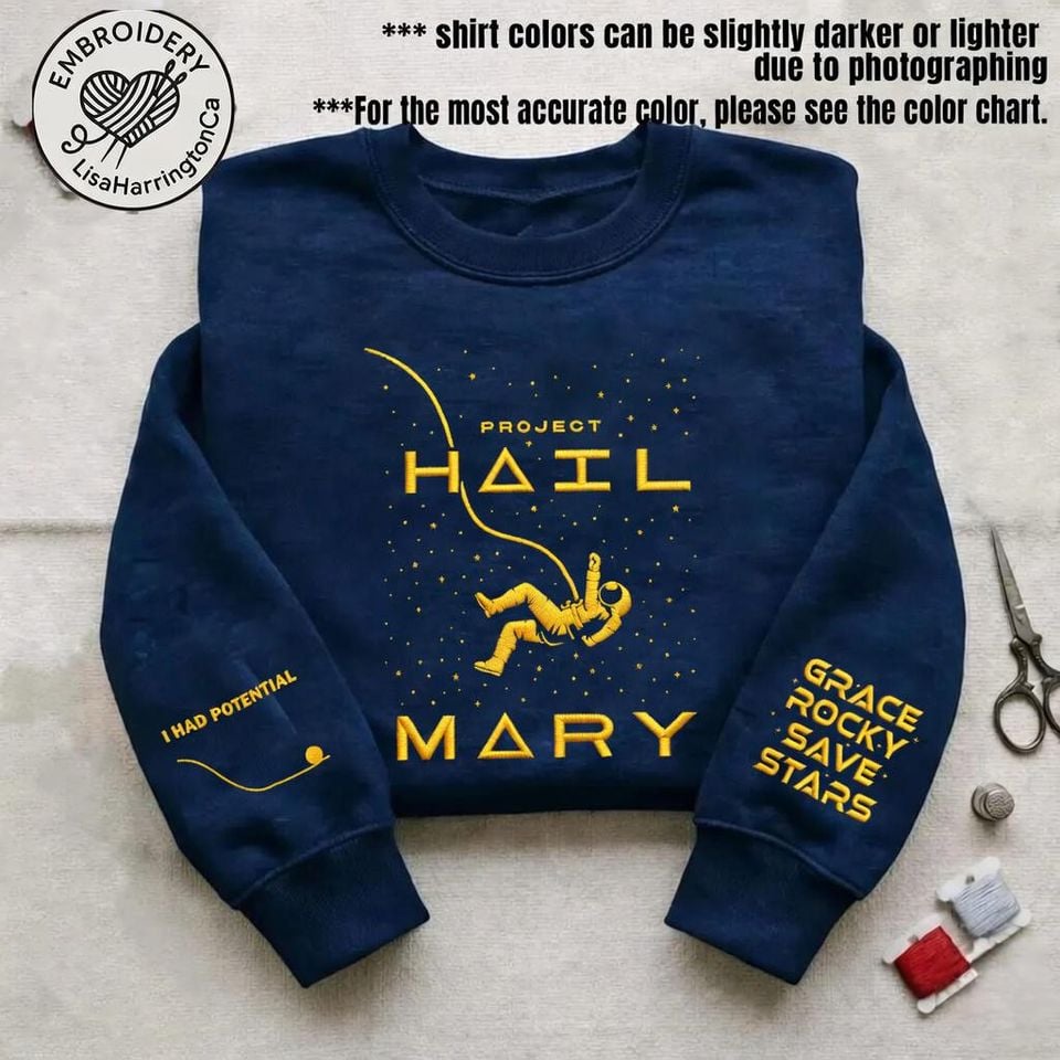 Embroidered Project Hail Mary Rocky Astronaut Space Sweatshirt