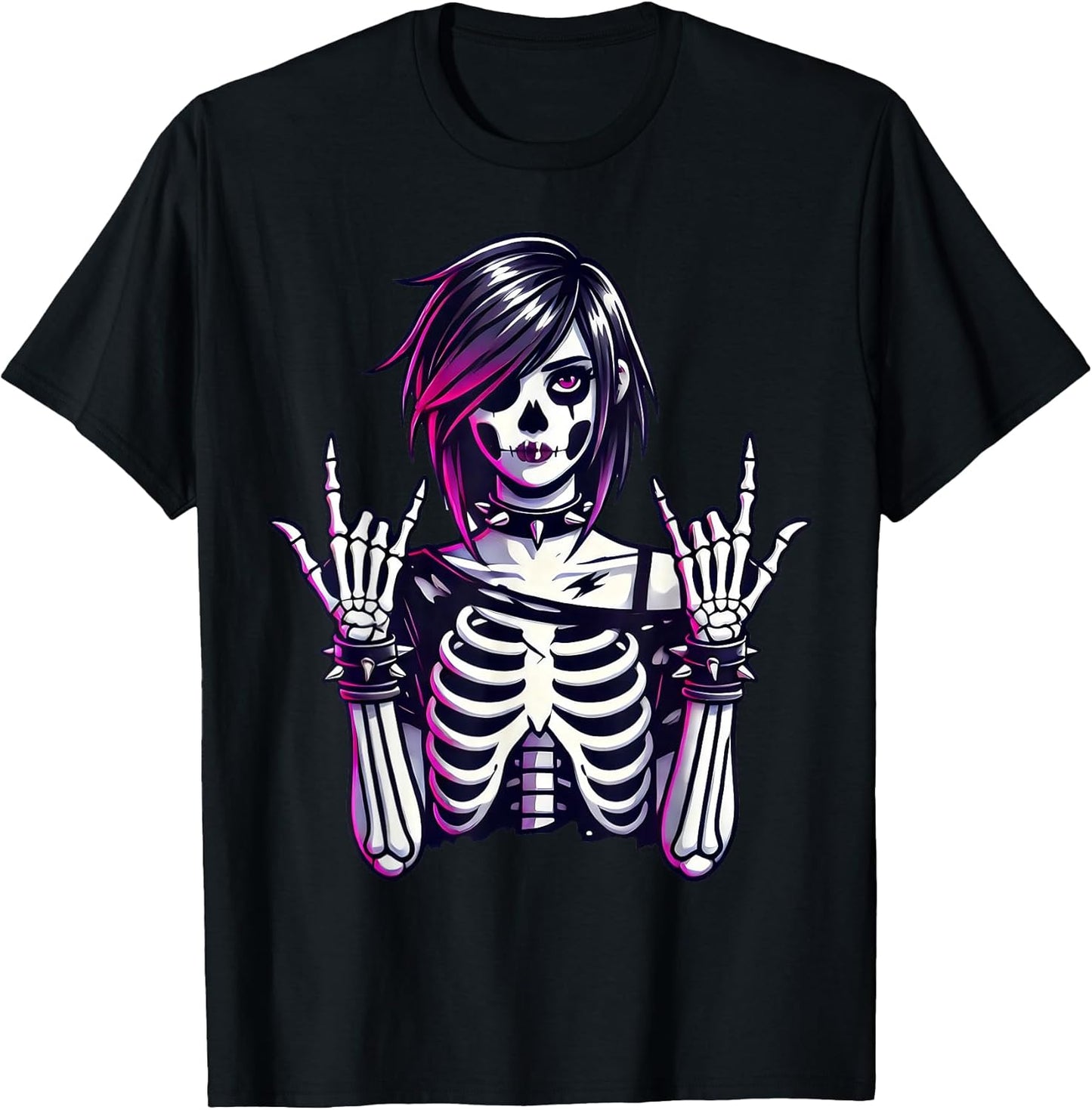 Goth Girl, Funny Emo Punk Skeleton, Grunge T-Shirt