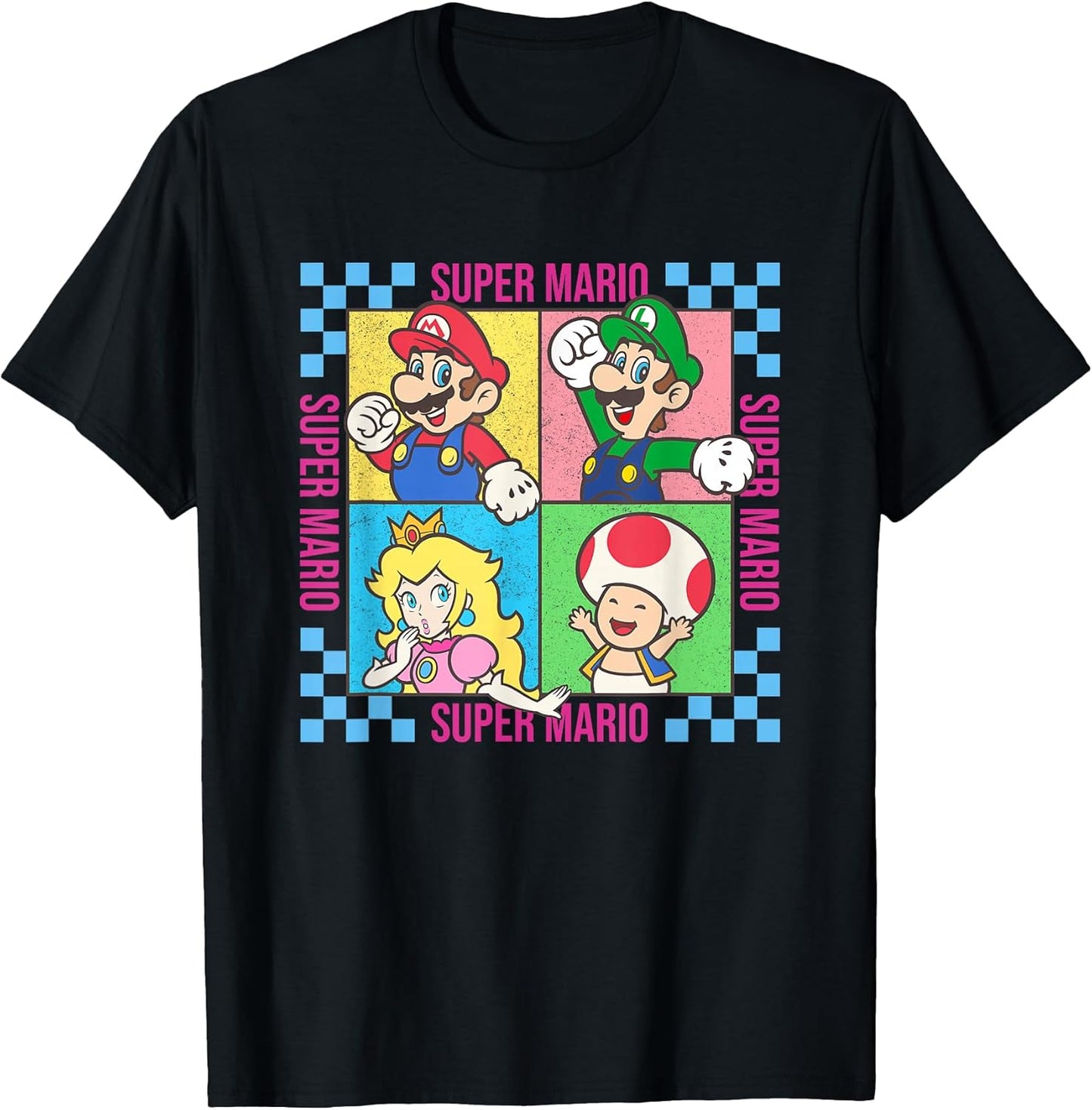 Neon Pastel Checkerboard Frame Group Shot T-Shirt