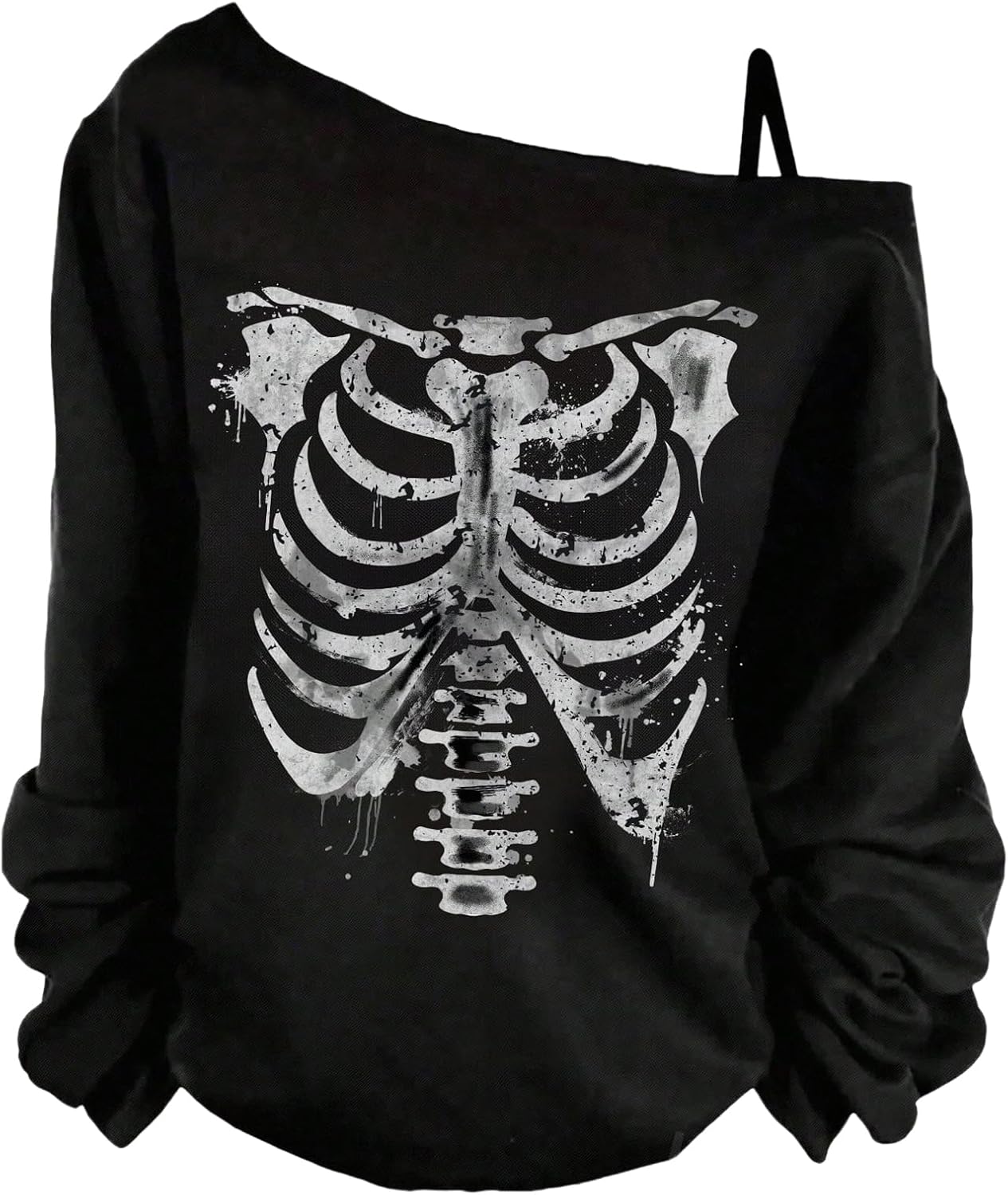 Women's Off The Shoulder Graphic T Shirts Gothic Long Sleeve Tops Y2k Tops