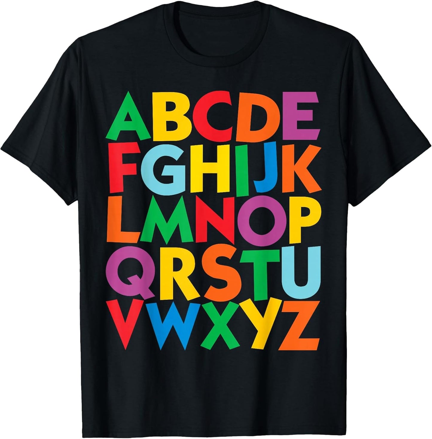 Colorful Uppercase Letters Alphabet Learn ABCs boy Girl Kids T-Shirt Small