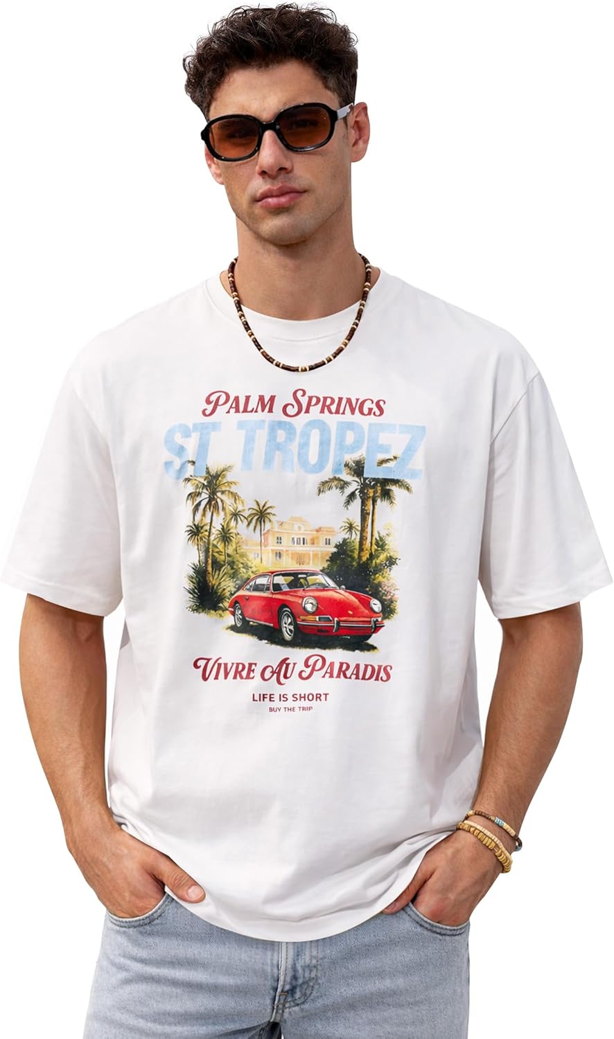 Mens Graphic T-Shirts Cotton Loose Fit Summer Crew Neck Short Sleeve Tee (S-XXL)