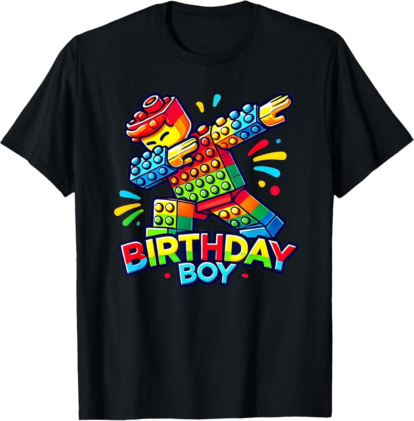 Birthday Boy Dabbing Master Builder Blocks Bricks B Day T-Shirt