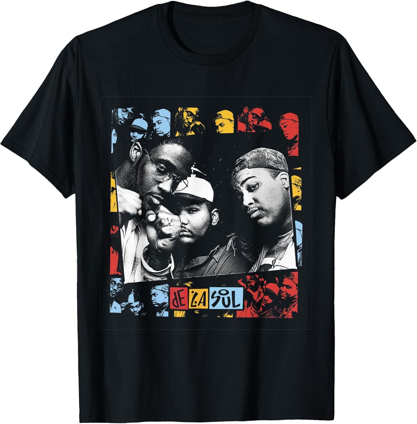 Official Collage Art T-Shirt - Men's Black Short Sleeve Crew Neck T-Shirt - Small - Music Themed - Unisex-Adults