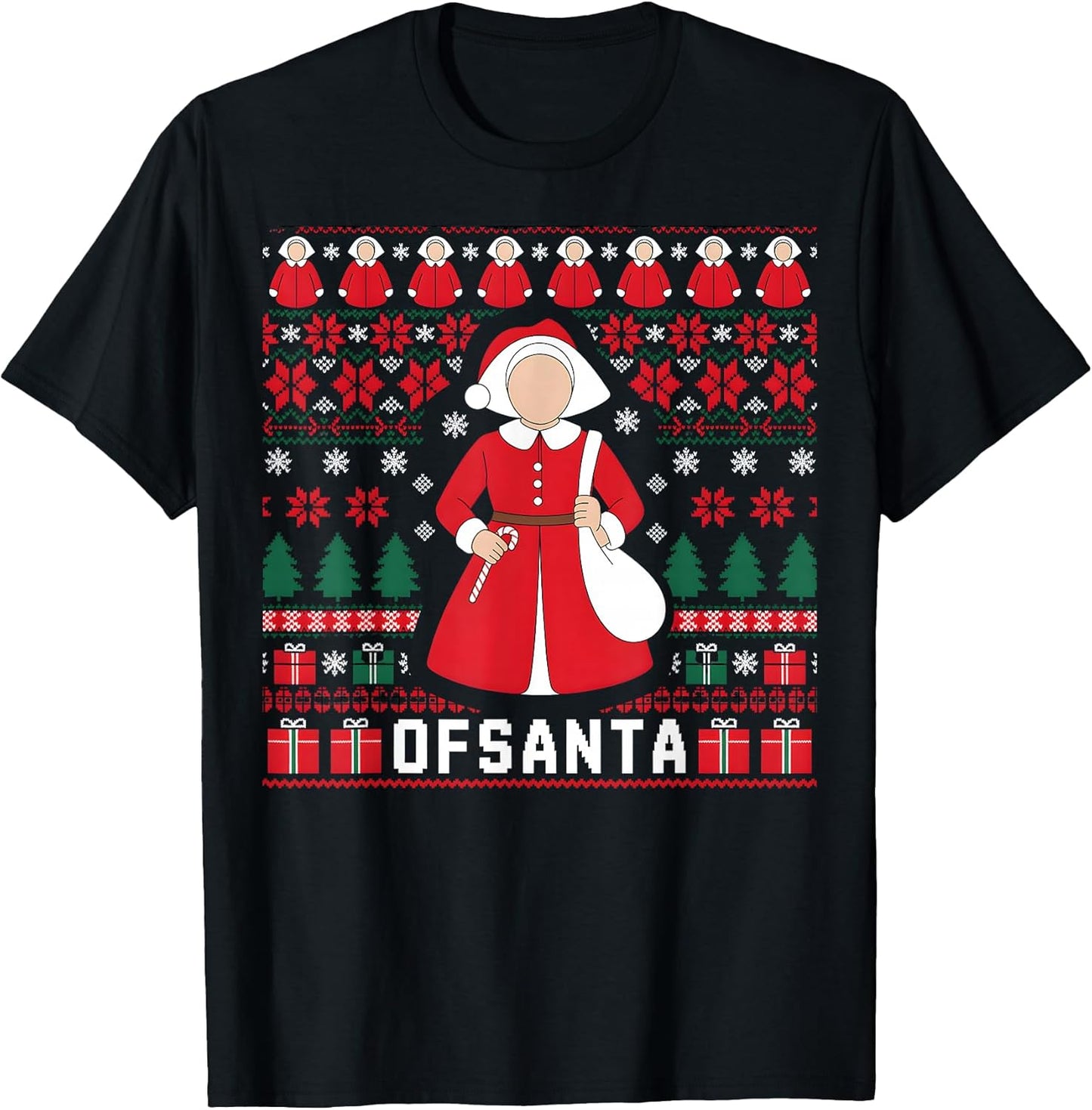 Handmaid Santa Holiday Knit Pattern tee