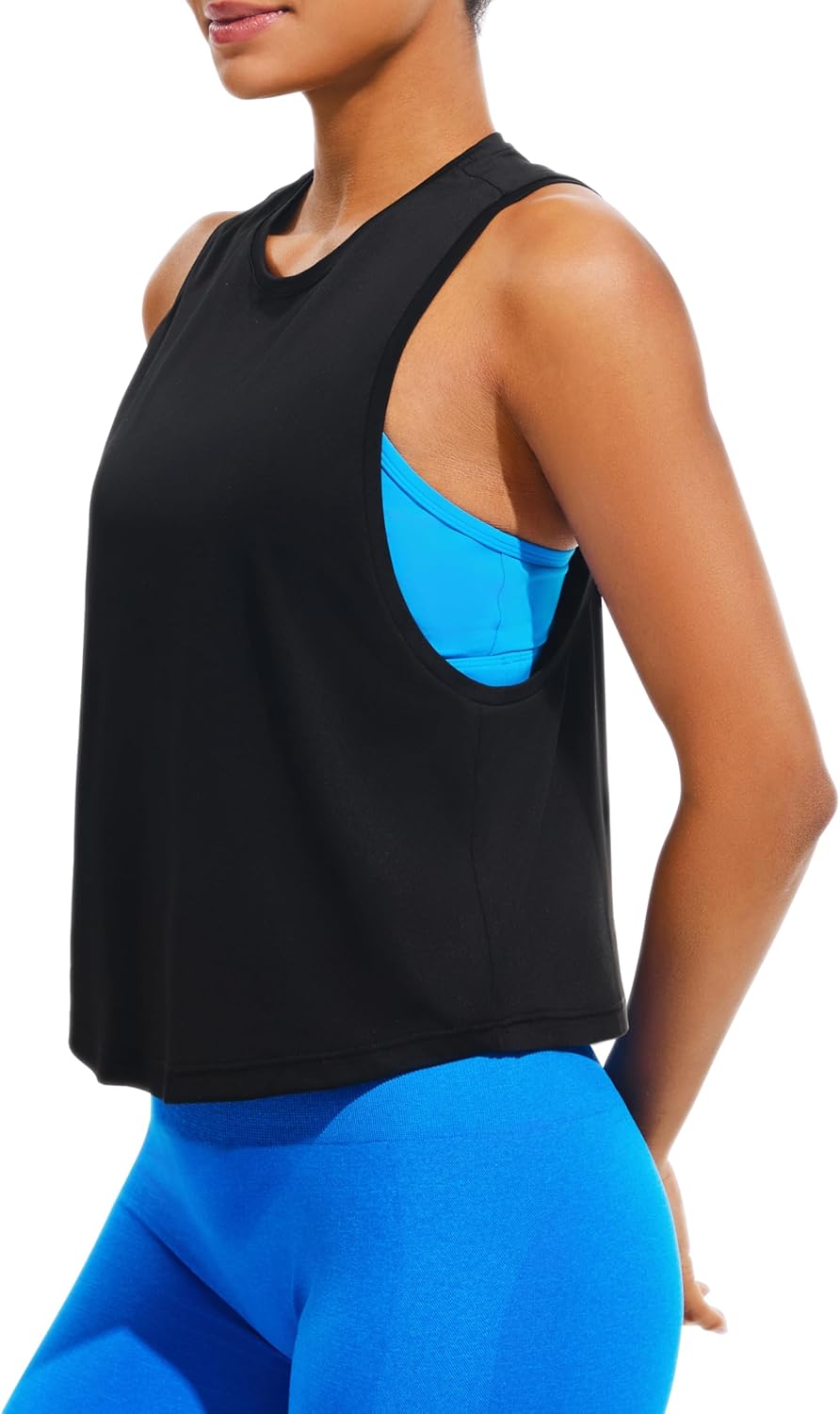 Workout Tank Tops for Women, Ice Silk Quick Dry Athletic Crop Top, Loose Fit Running Yoga Gym Shirts