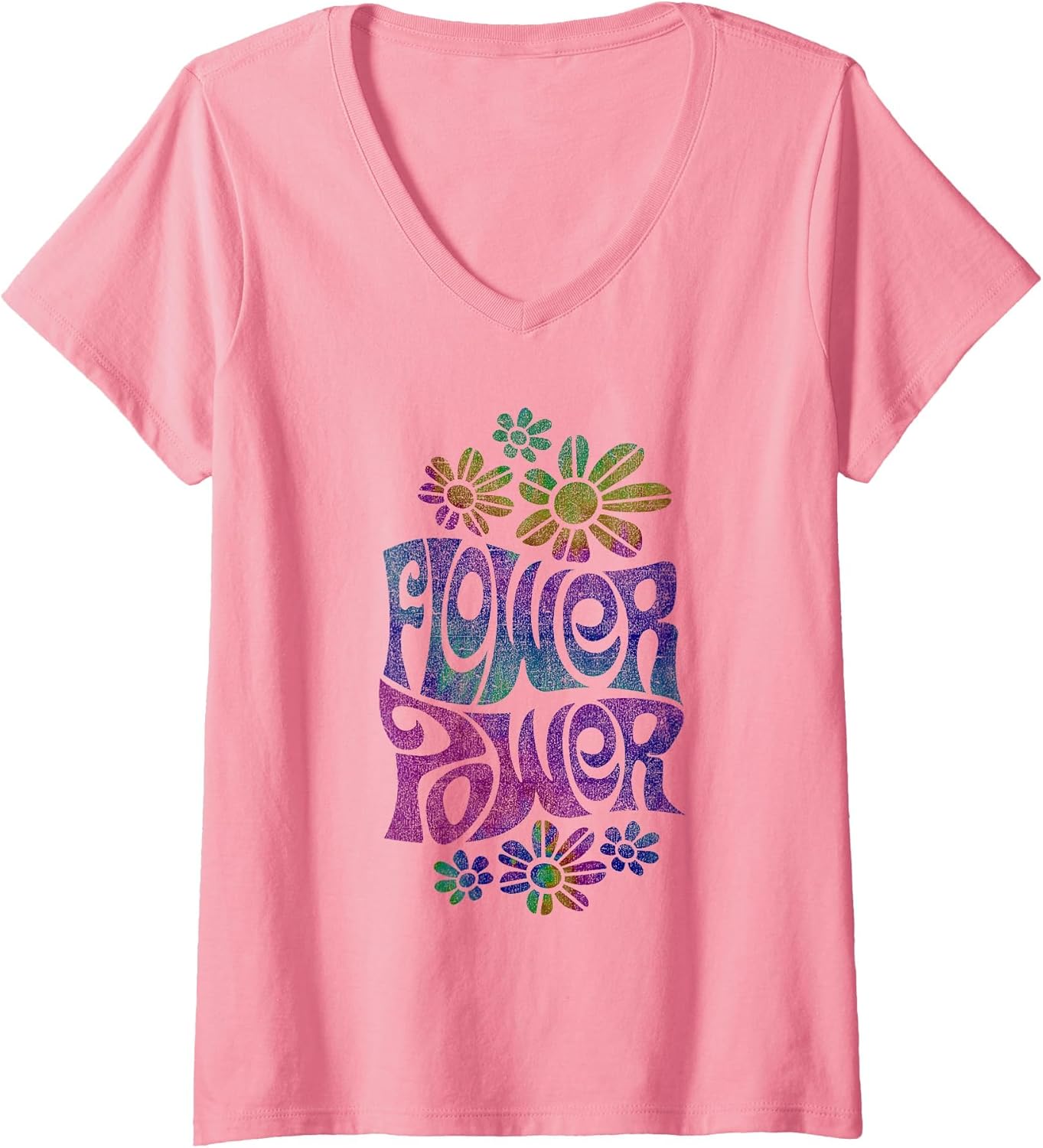 Women's Flower Power Hippie Psychedelic '70's Retro V-Neck T-Shirt