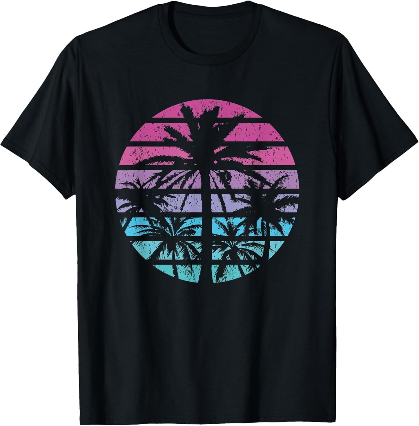 Palm Tree Retro Sunset Summer Beach Vintage Tropical Graphic T-Shirt