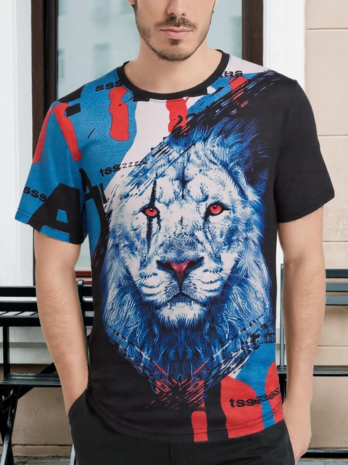 Summer Men's 3D Roaring Lions T-Shirt - Abstract Artistic Streetwear Tee for Hip Hop, Bikers & Urban Fashion XXL