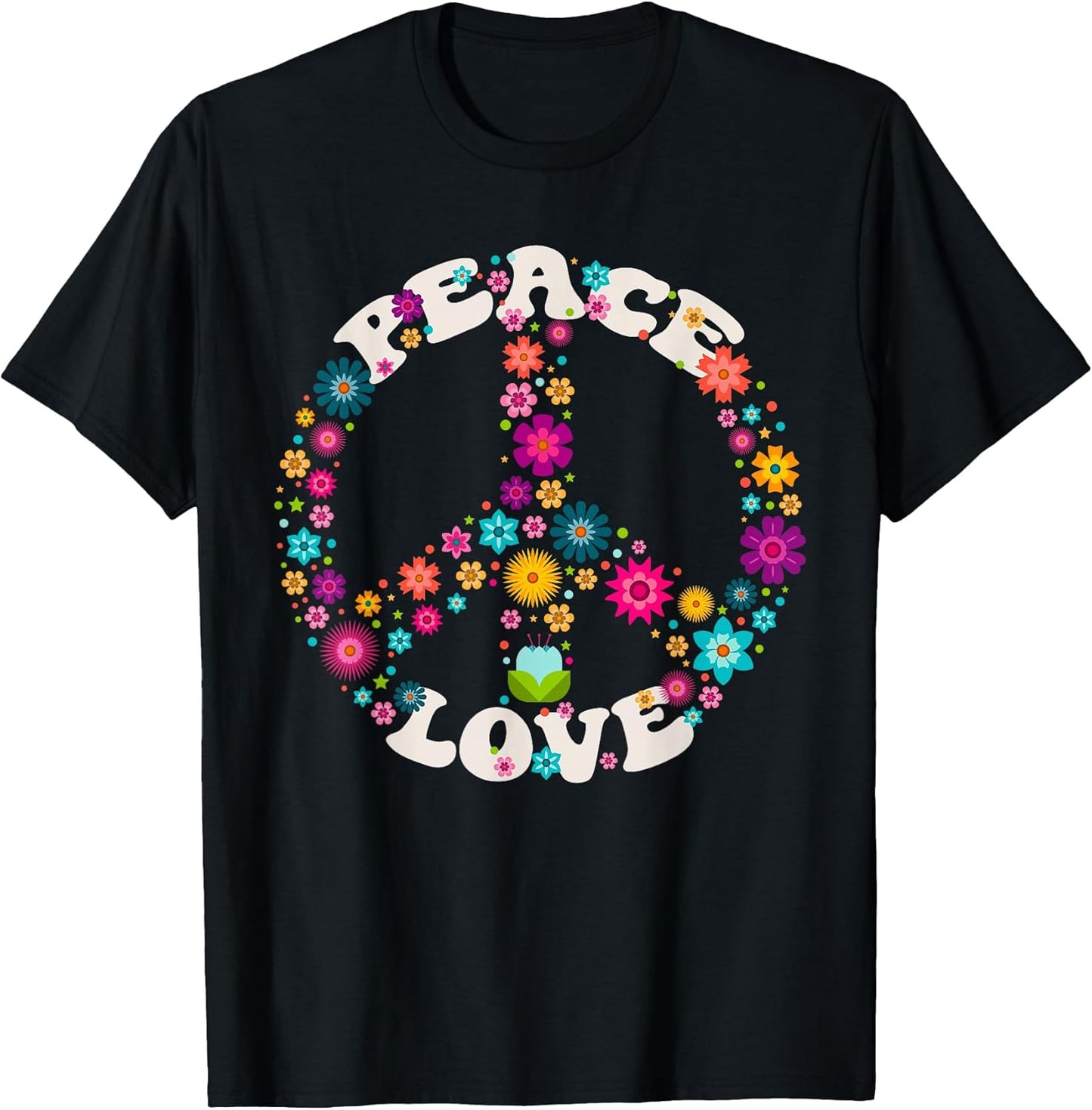 Peace Sign Love T Shirt 60s 70s Tie Dye Hippie Costume T-Shirt