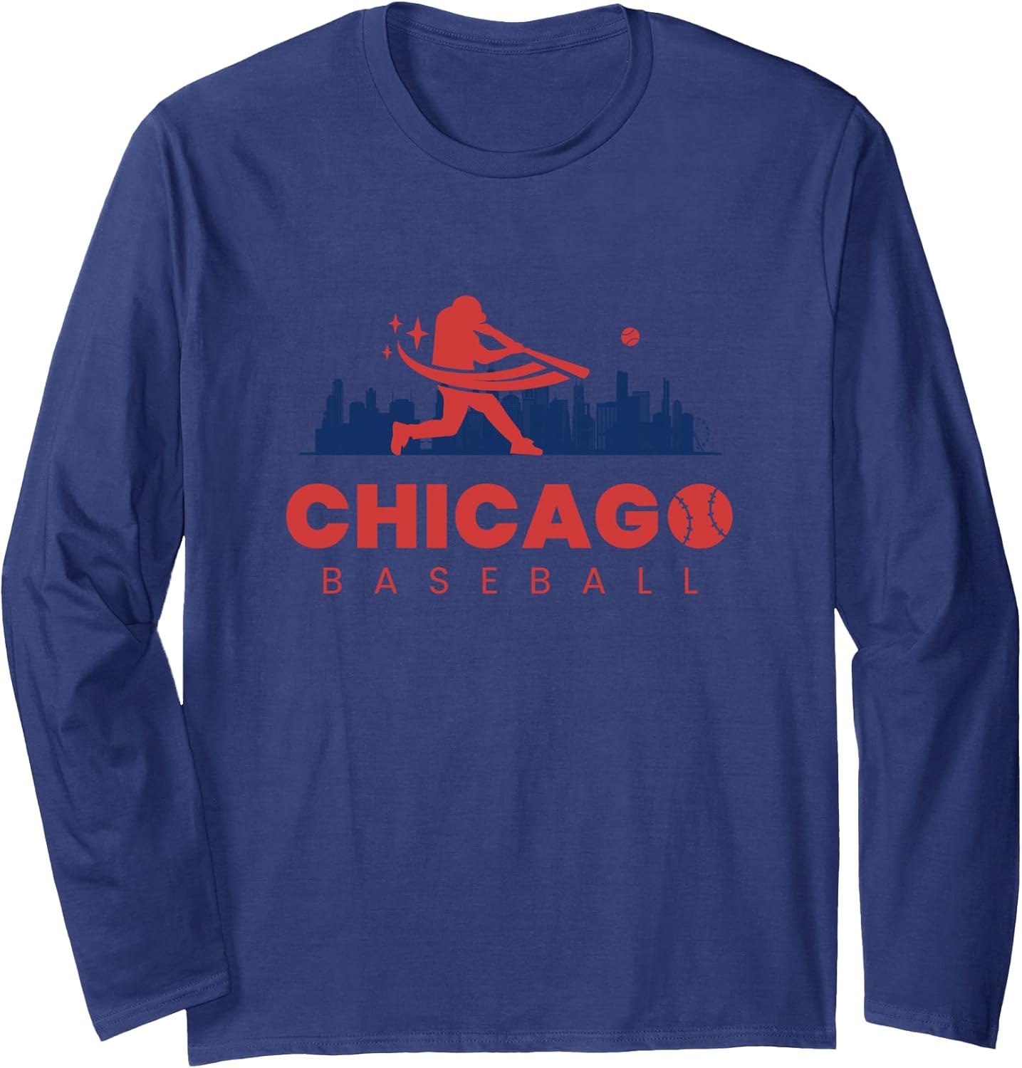 Chicago Baseball Vintage Minimalist Retro Baseball Lover Long Sleeve T-Shirt