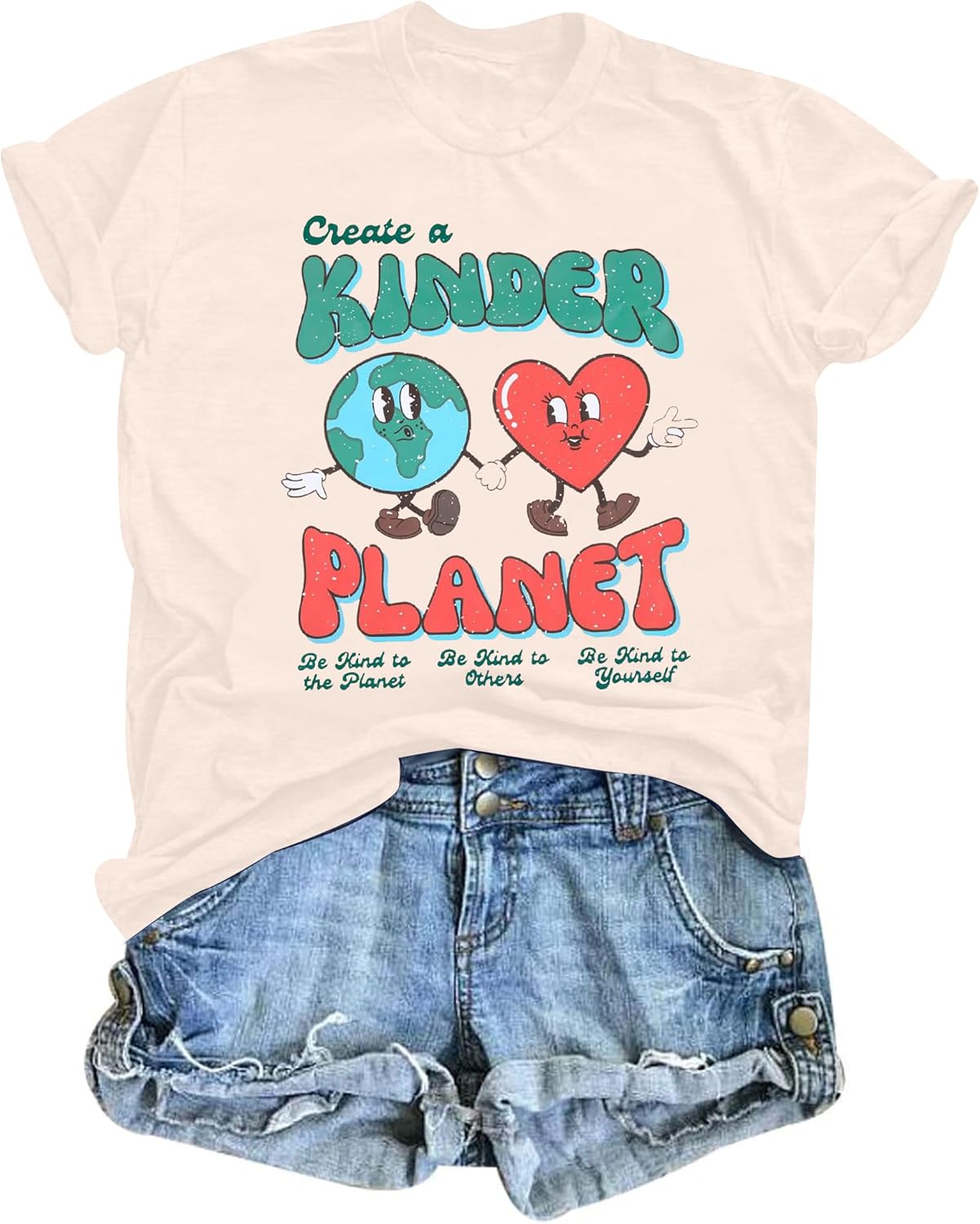 Earth Day Shirts for Women Create A Kinder Planet Shirt Be Kind Shirt Funny Environmental Graphic Tee Earth Tops