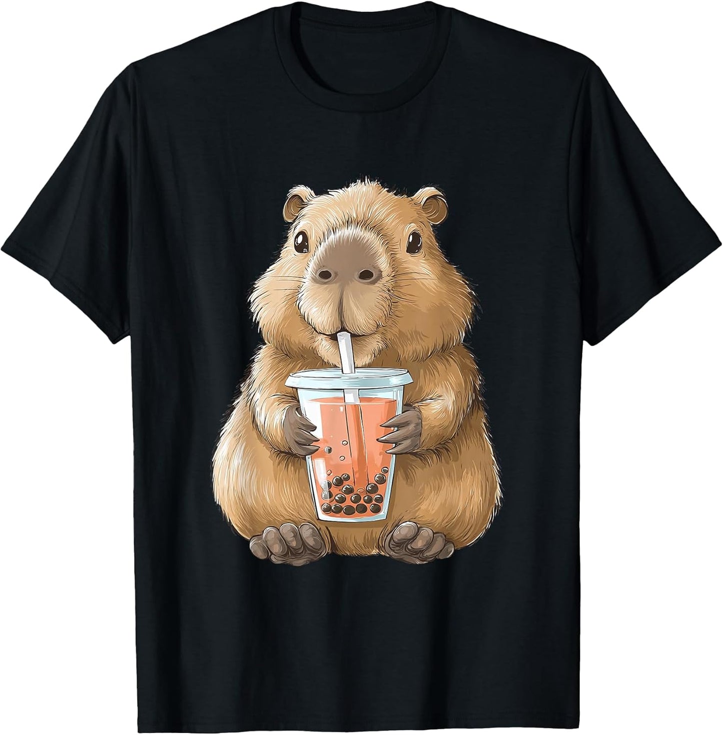 Kawaii Anime Capybara Boba T-Shirt
