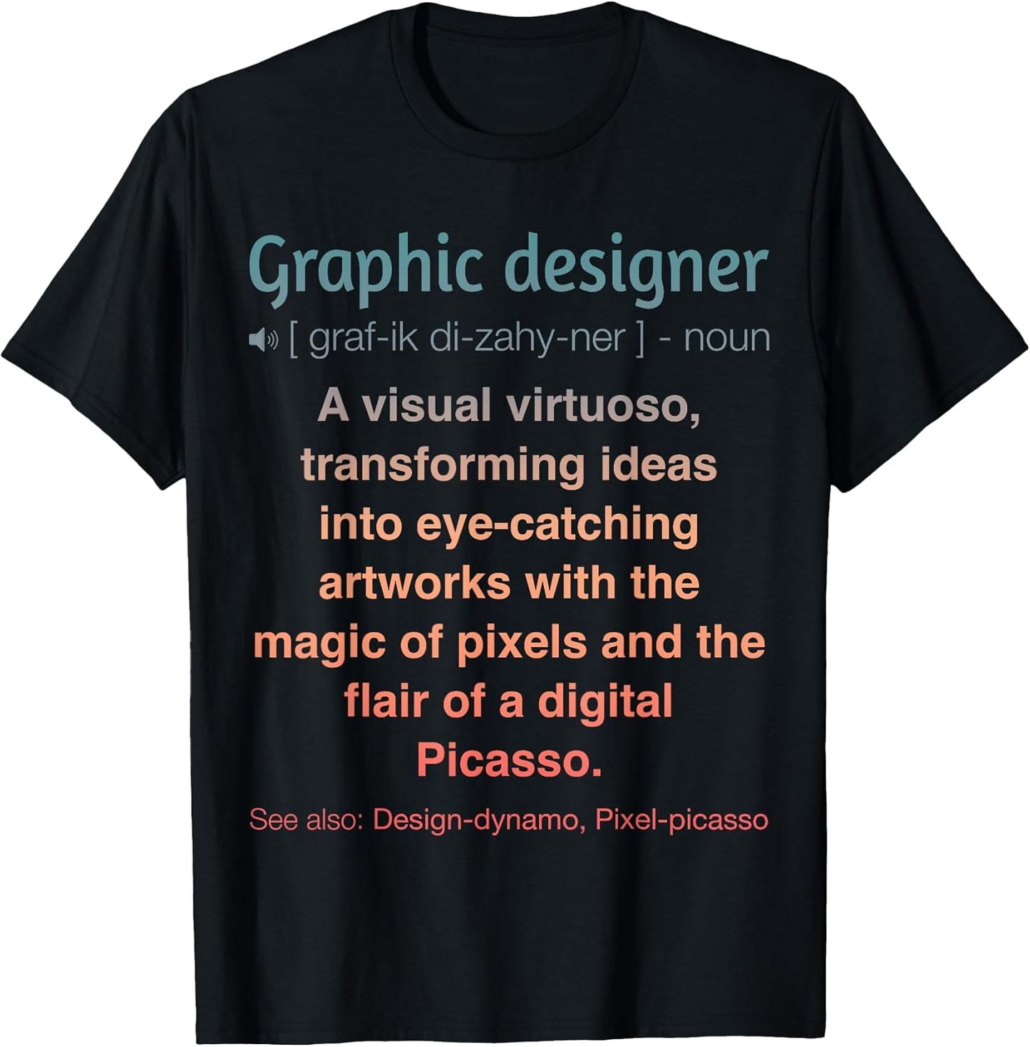 Black V-Neck Classic Fit Short Sleeve Graphic T-Shirt for Graphic Designers, Professionals - Unisex-Adult, Small