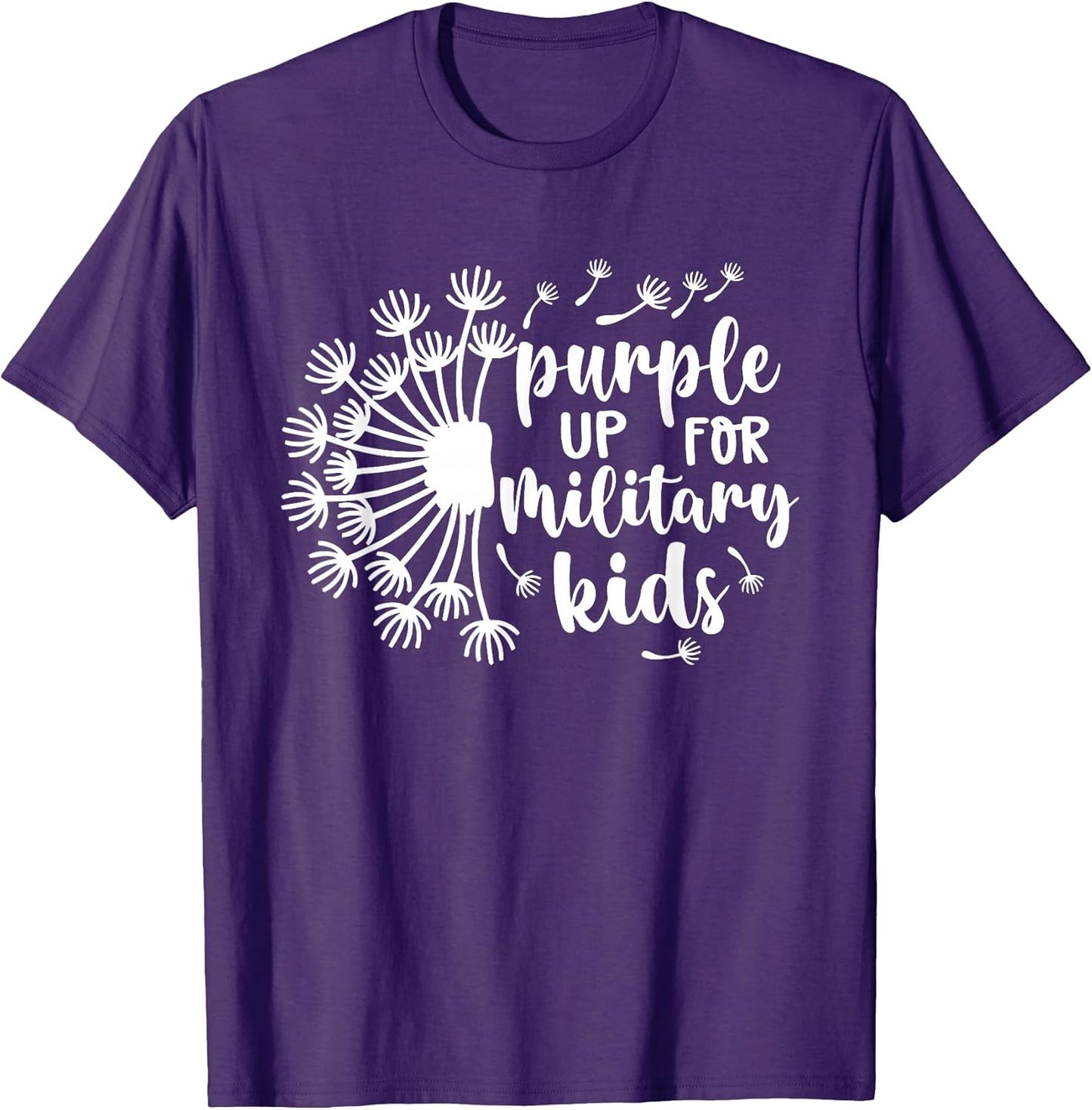Purple Up for Military Kids Dandelion Military Child Month T-Shirt Small