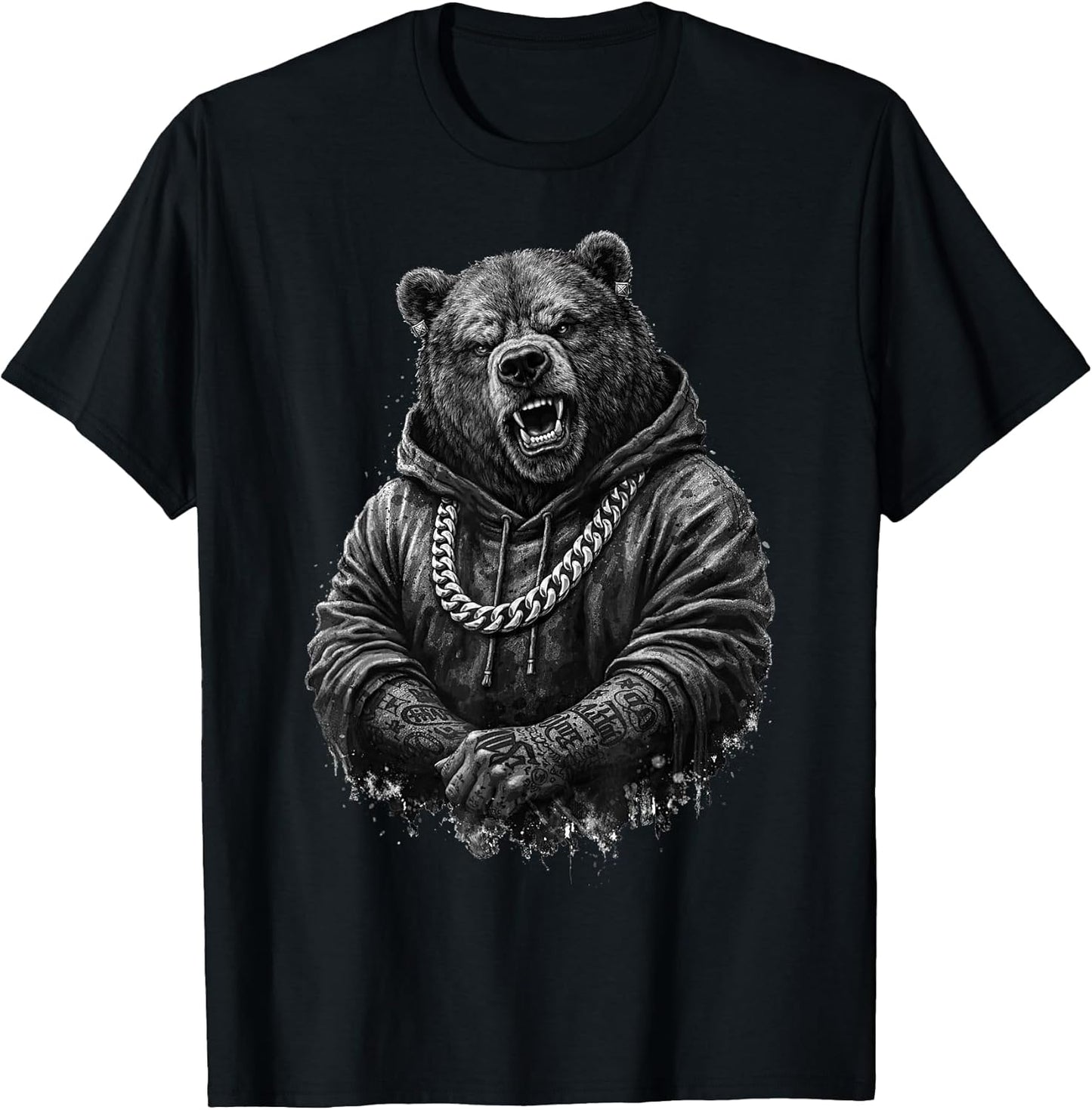 Gangster Bear Tattoo Hip Hop Animal Punk Rap Urban T-Shirt