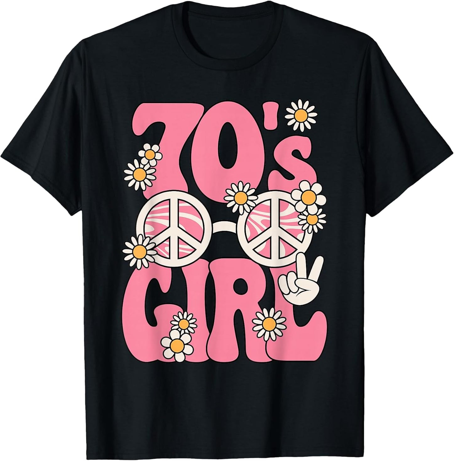 Cute 70s Girl Retro Groovy Hippie Outfit Women Girls T-Shirt