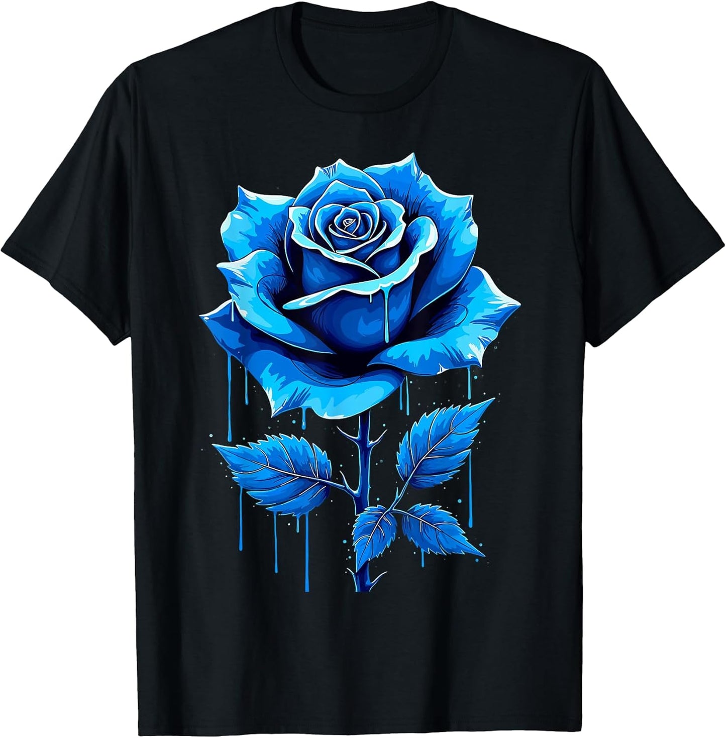 Graffiti Rose Bloom Blue Art T-Shirt