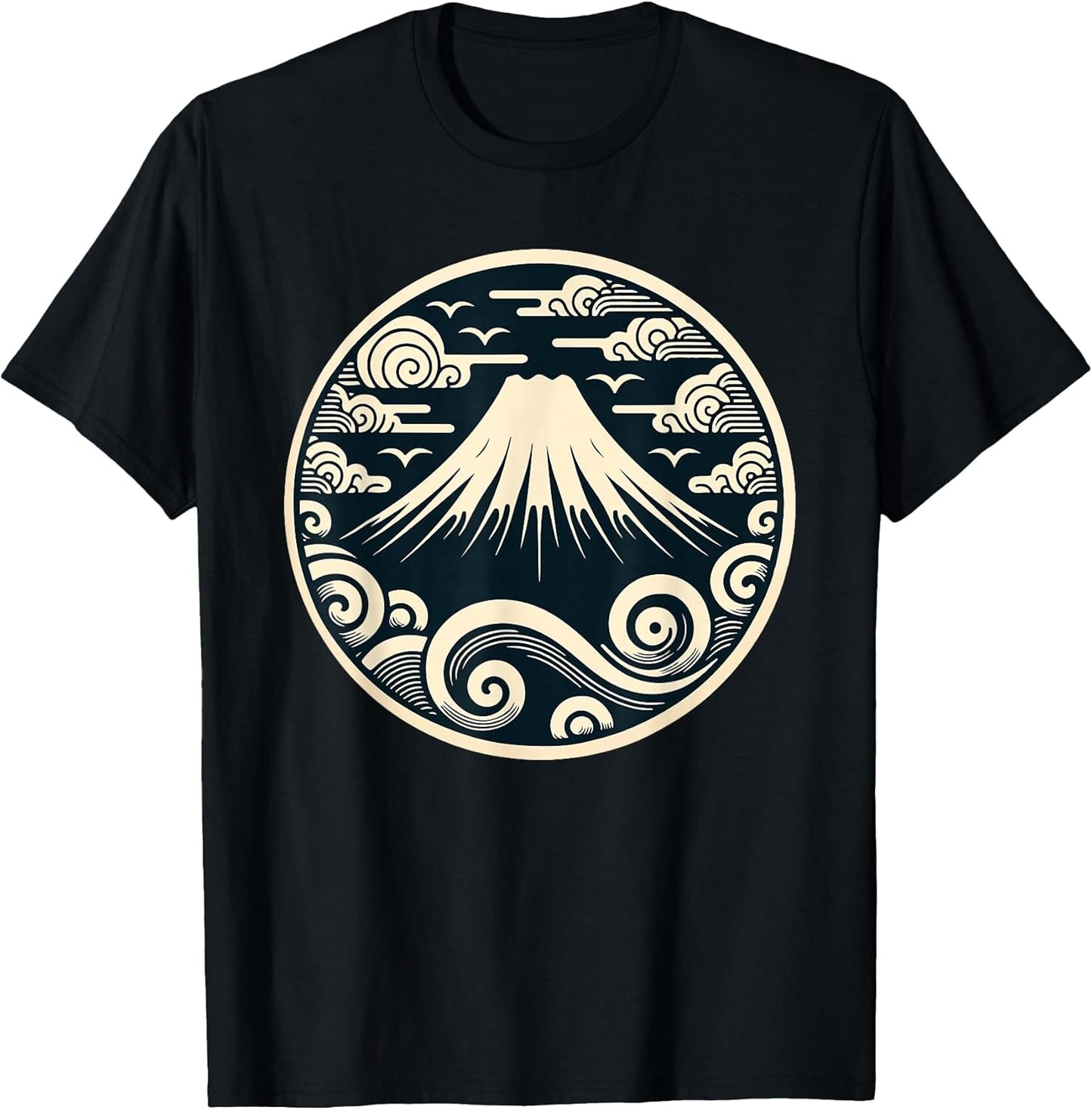 Mount Fuji Retro Japanese Woodblock Kanagawa Graphical Art T-Shirt