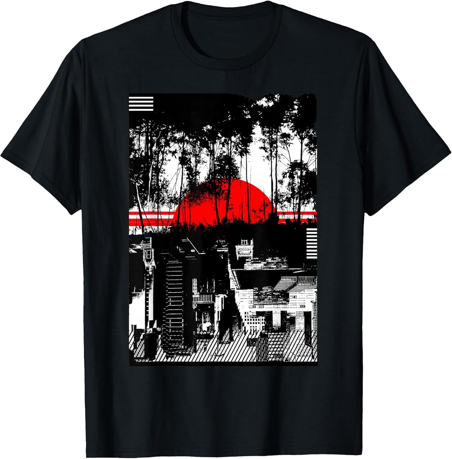 Urban City Silhouetted Tonal Black & White T-Shirt