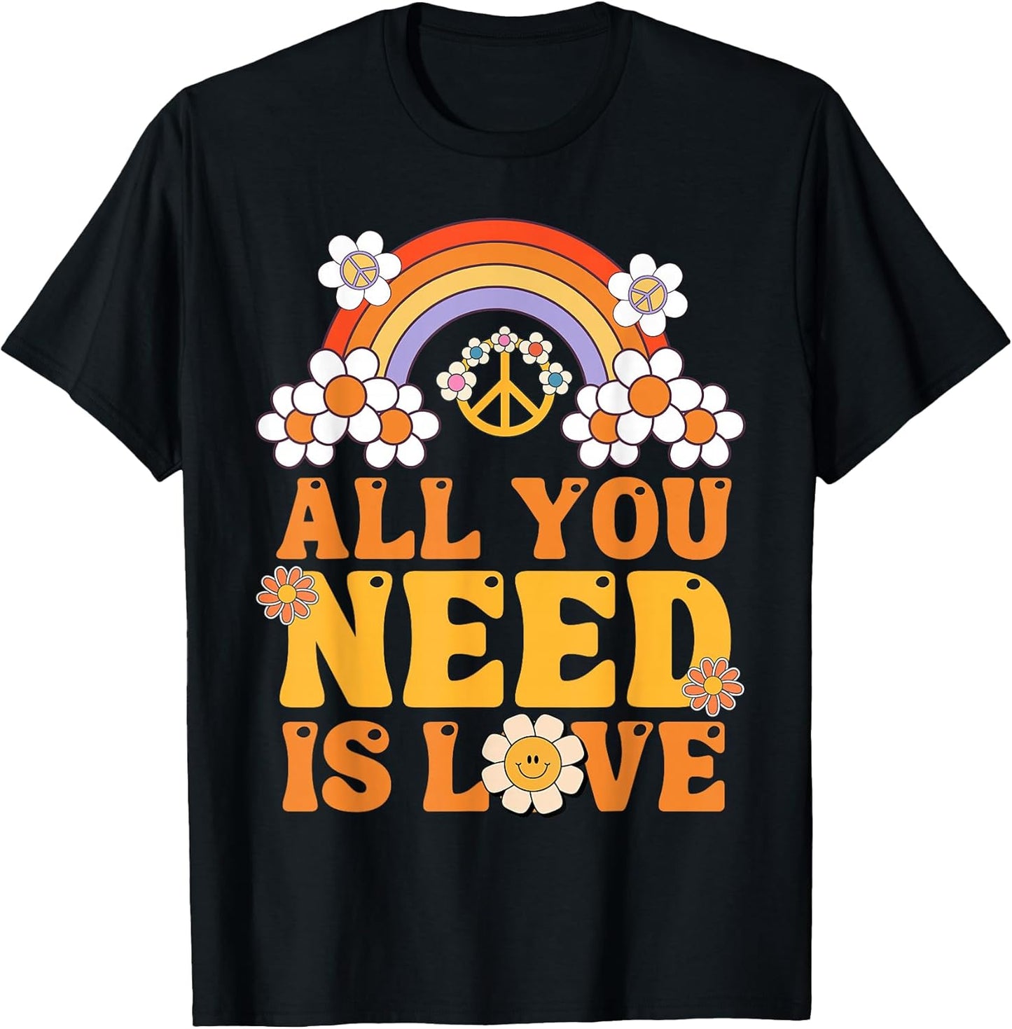 Love Peace Sign 60s 70s Outfit Hippie Costume Women Girls T-Shirt