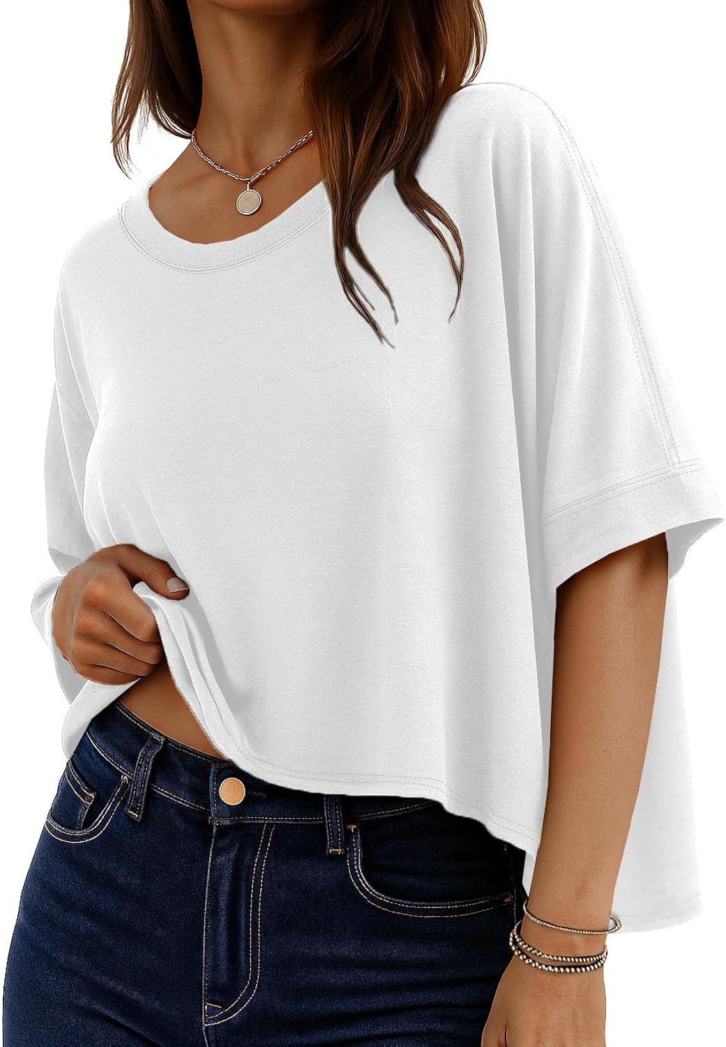 Oversized Tshirts for Women Summer Graphic Half Sleeve Crop Tops Casual Blouses 2026