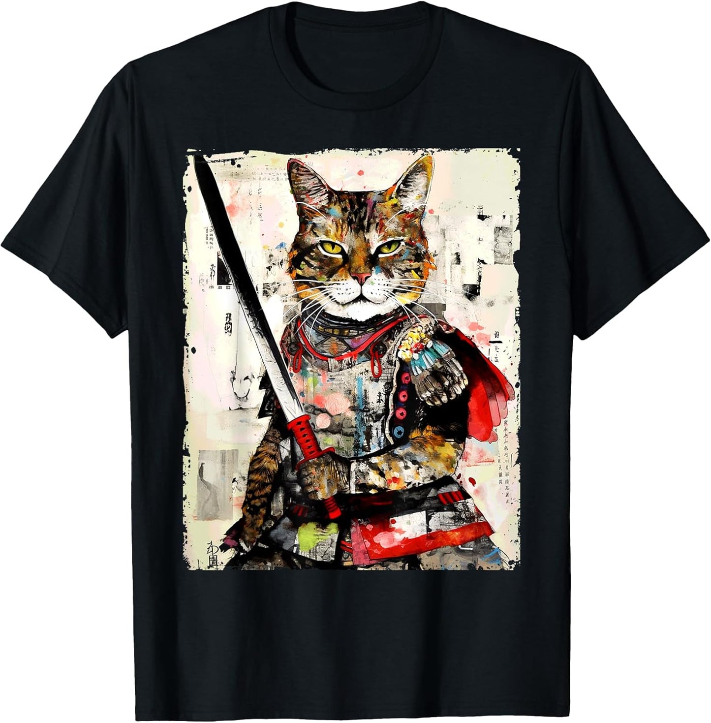 Vintage samurai cat tee Japanese ninja urban art graphic Men Women Girls Kids T-Shirt